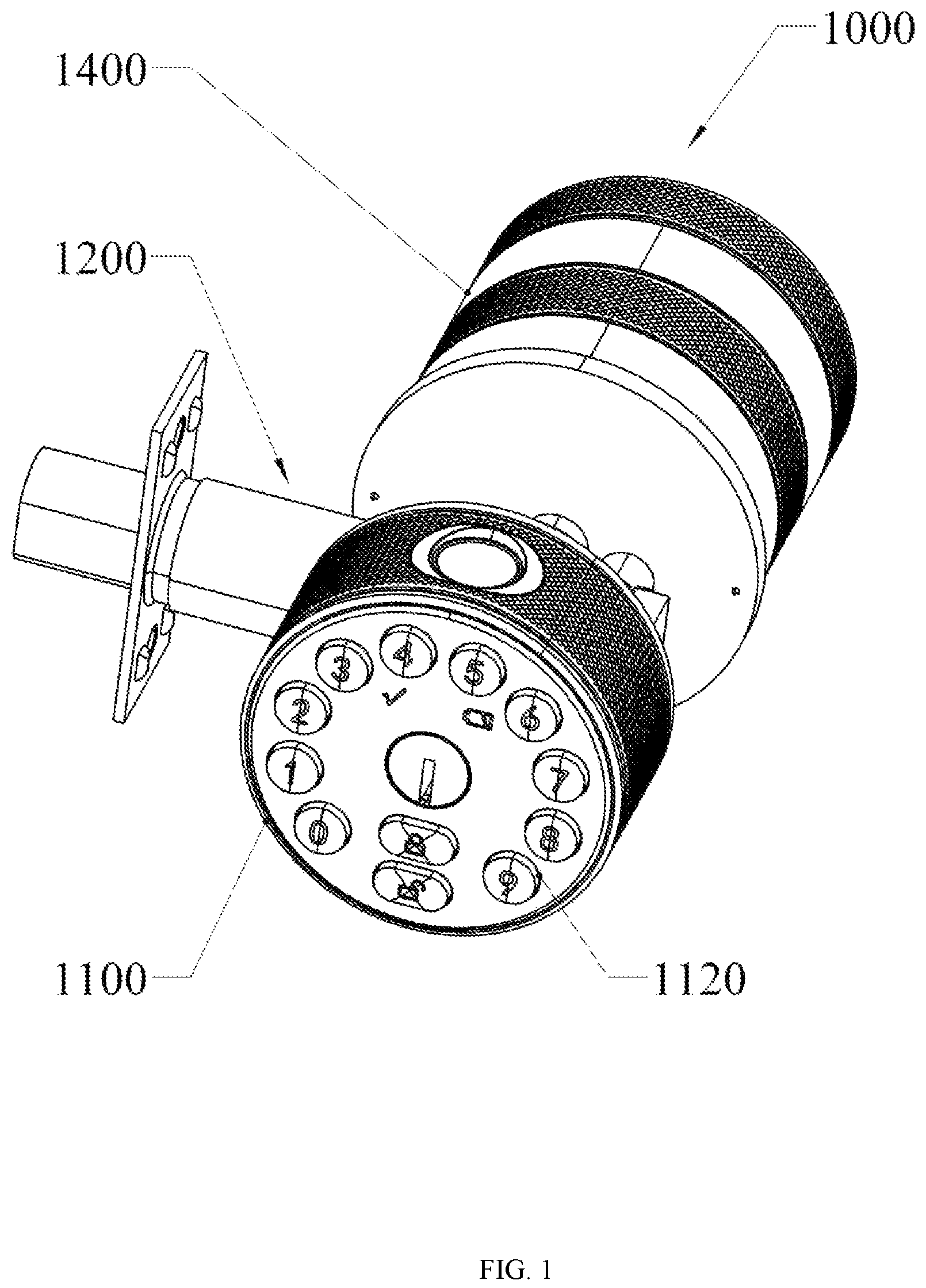 Patent US12104407 — Multifunctional door lock — Figure 1