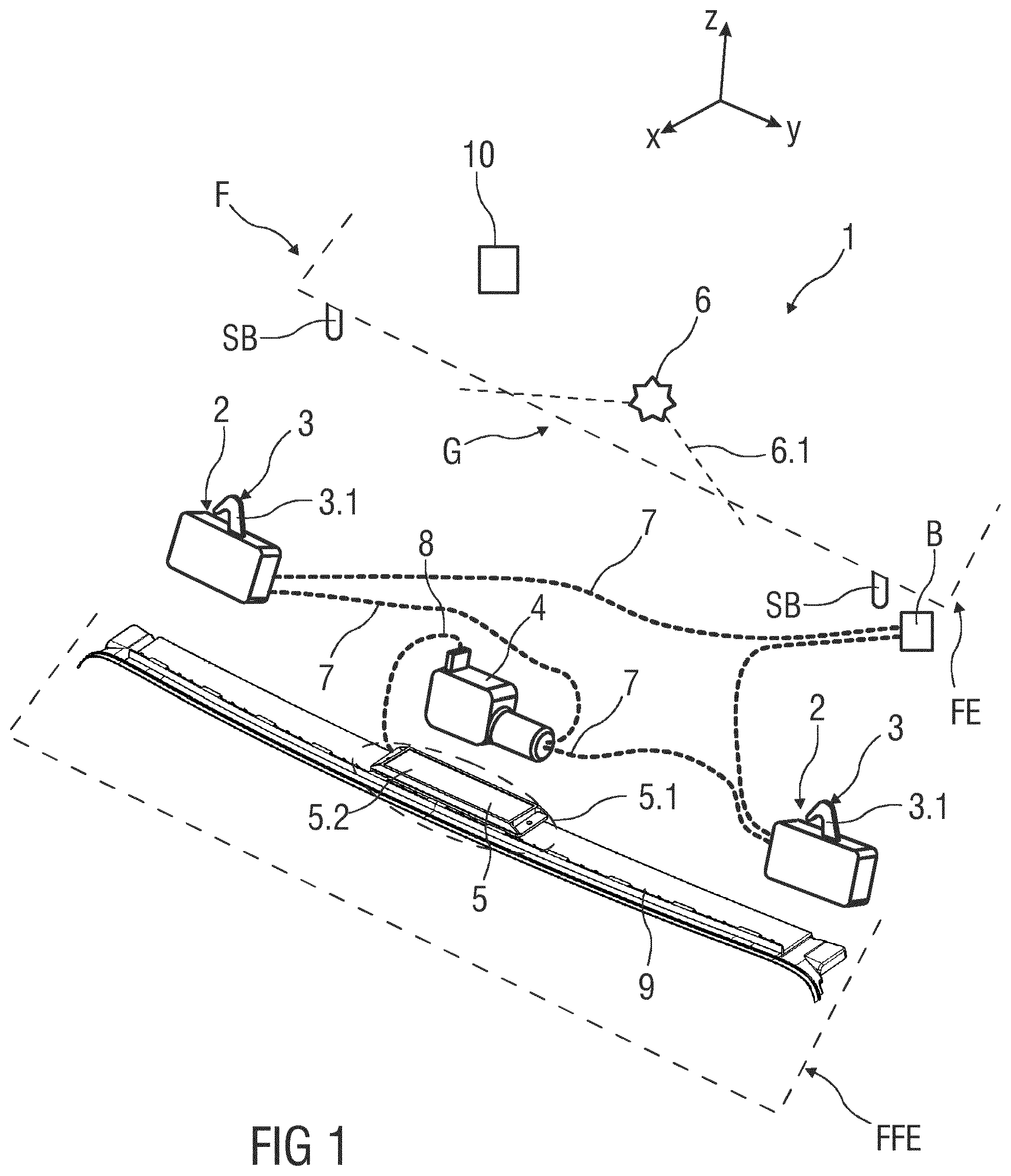 Patent US12104414 — Unlocking device for unlocking a lock of a movable vehicle element and vehicle — Figure 1