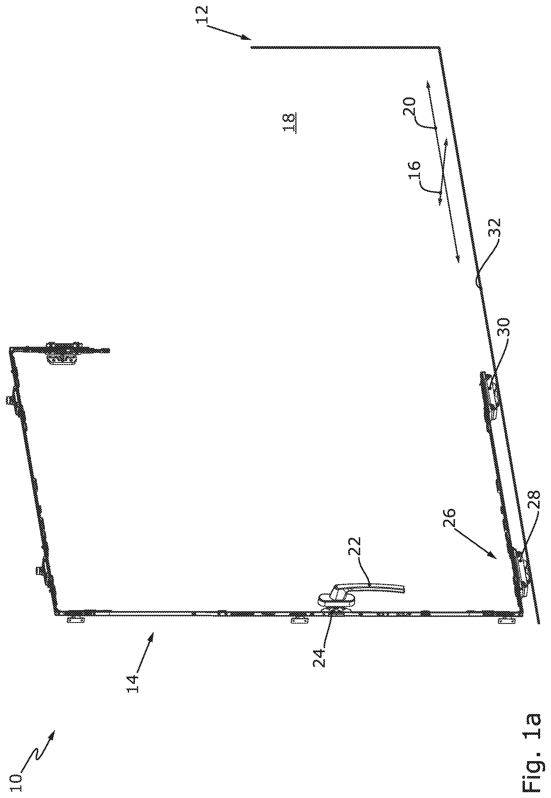 Patent US12104418 — Window or door having a carriage arrangement with roller bearing-guided force dissipation in the displacement direction — Figure 1