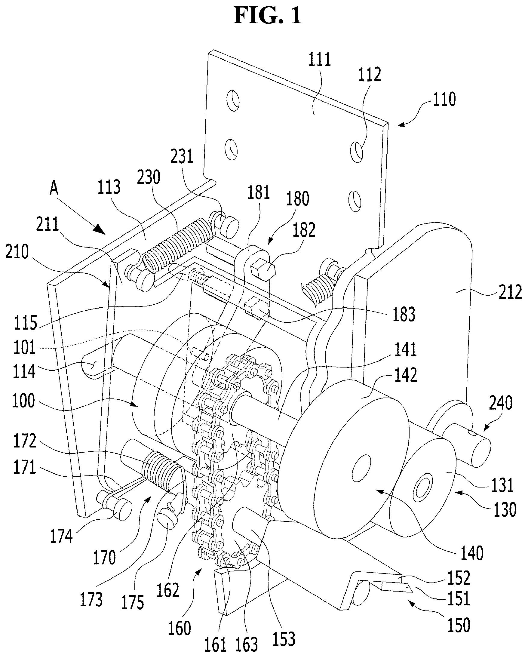 Patent US12104428 — Emergency brake device for occurrence of acceleration of elevator door — Figure 1