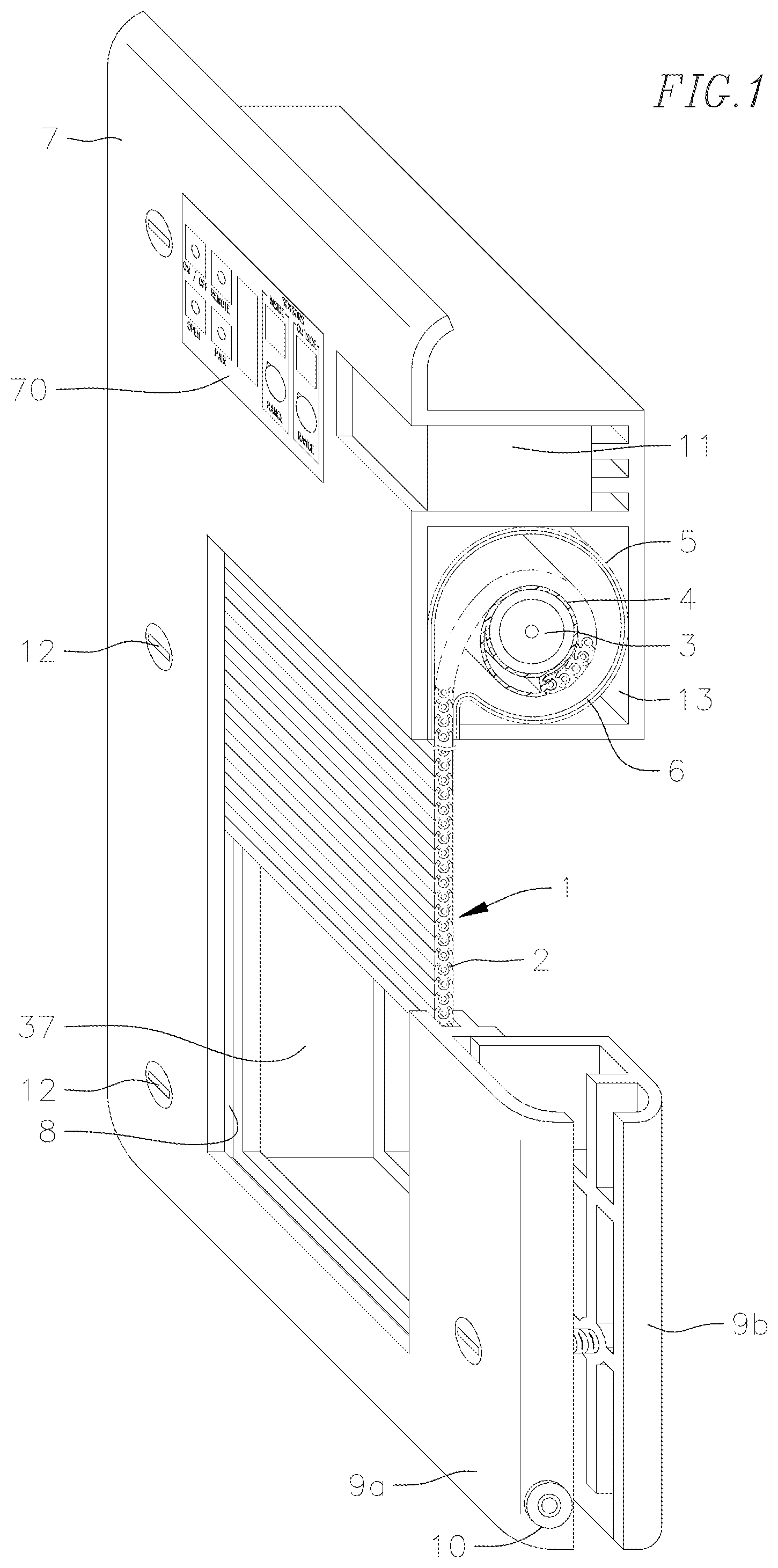 Patent US12104438 — Pet door system having semi-flexible pet door — Figure 1