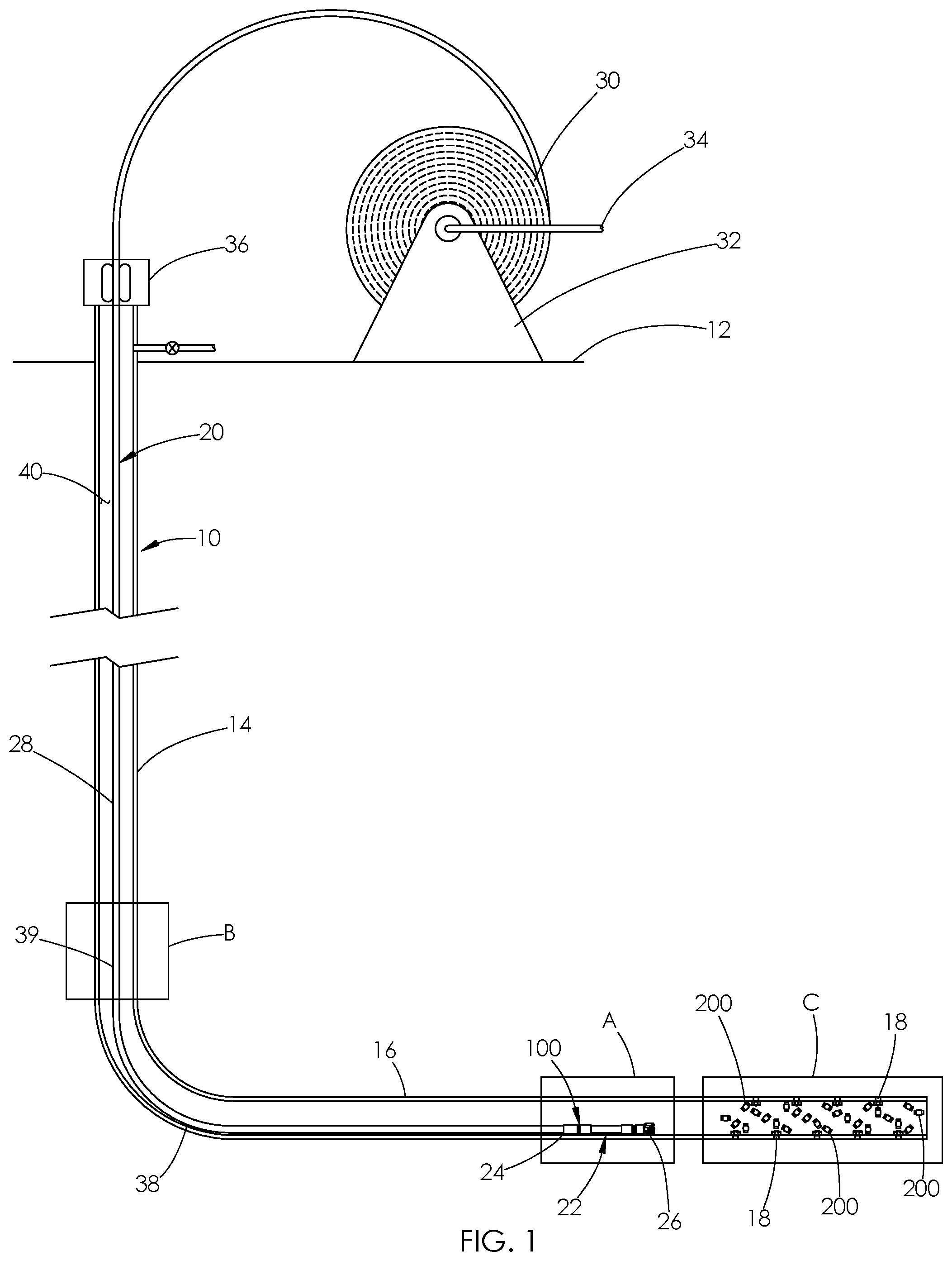 Patent US12104446 — System for dislodging and extracting tubing from a wellbore — Figure 1