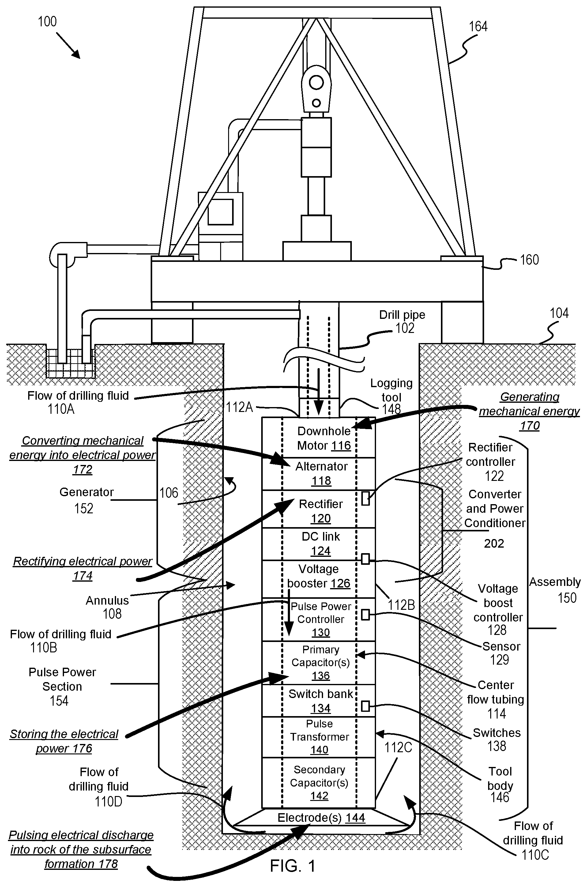 Patent US12104466 — Selective electrode usage for directional pulse power drilling from a single power source — Figure 1