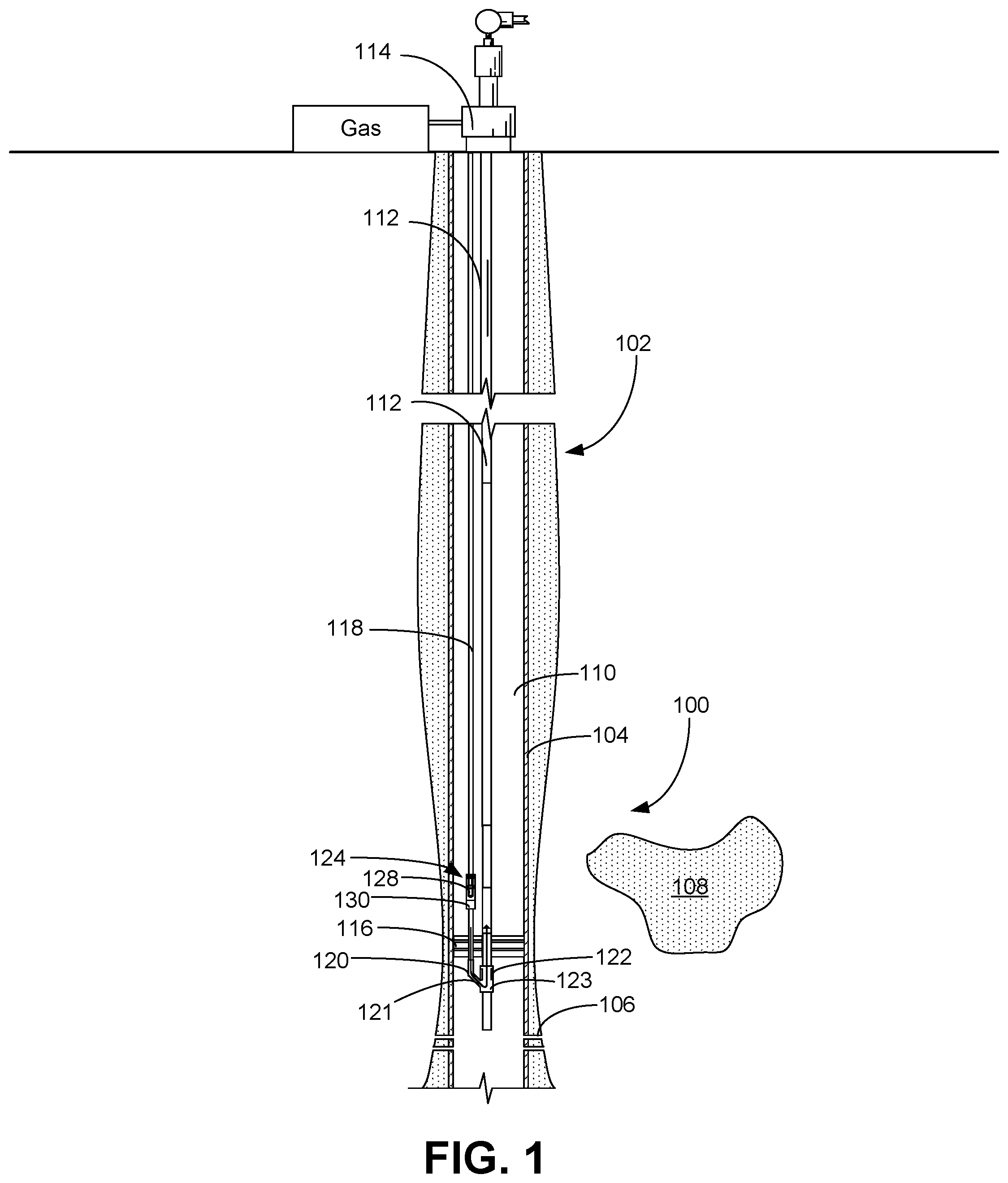 Patent US12104472 Figure 1 – Dual string gas injection system with flow control