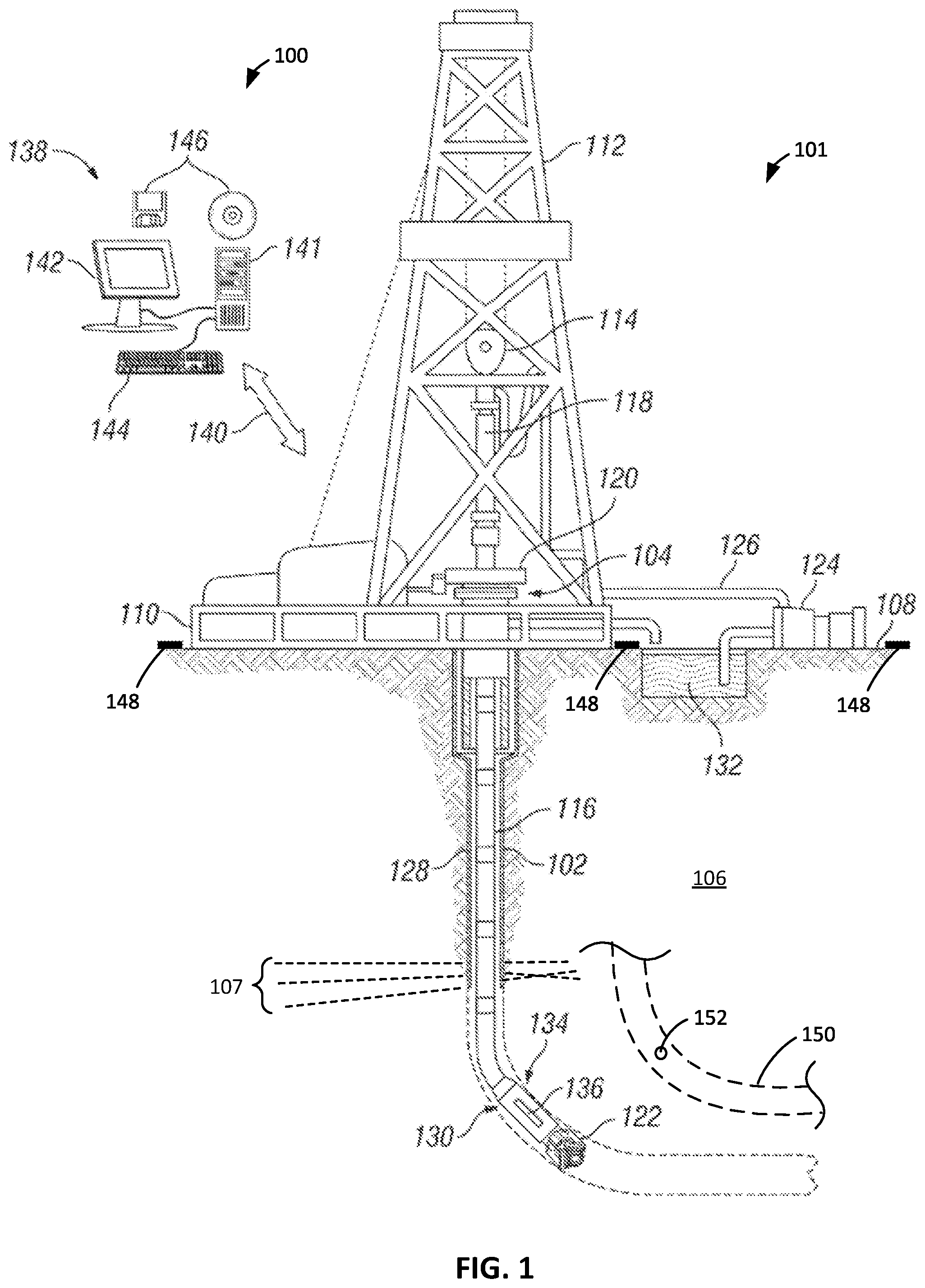 Patent US12104480 — Wellbore collision avoidance or intersection ranging — Figure 1