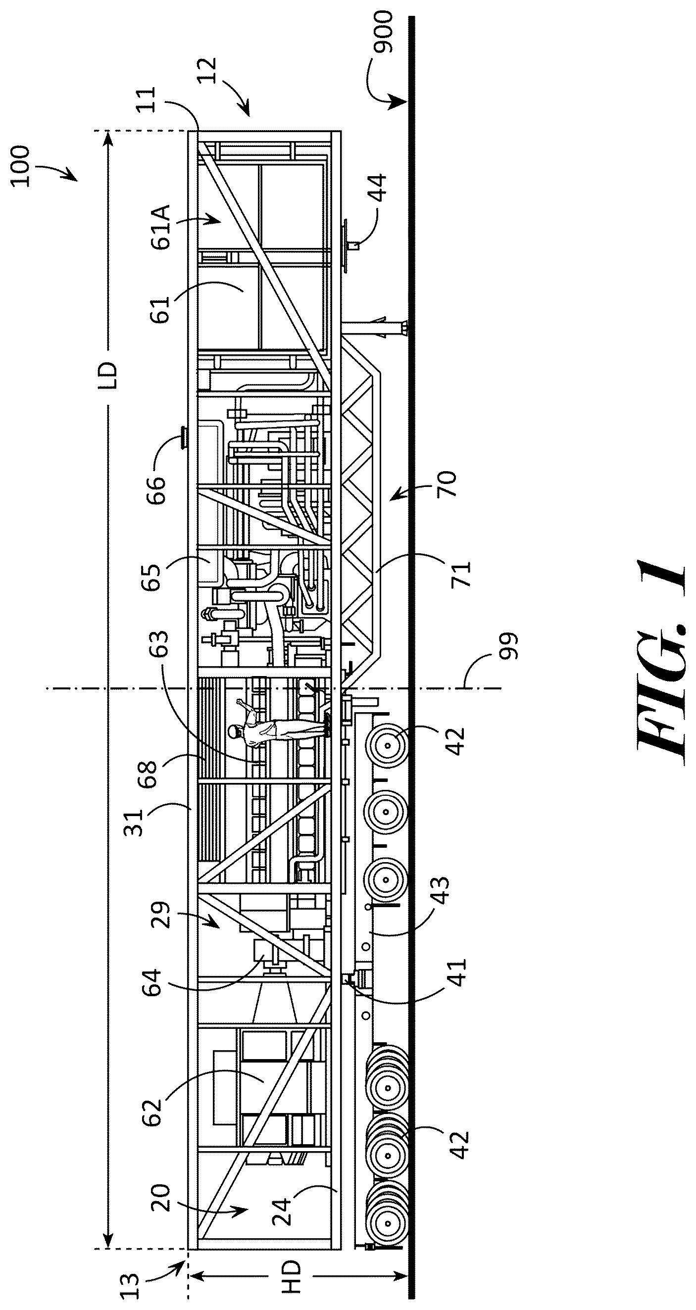 Patent US12104523 Figure 1 – High density mobile power unit and system