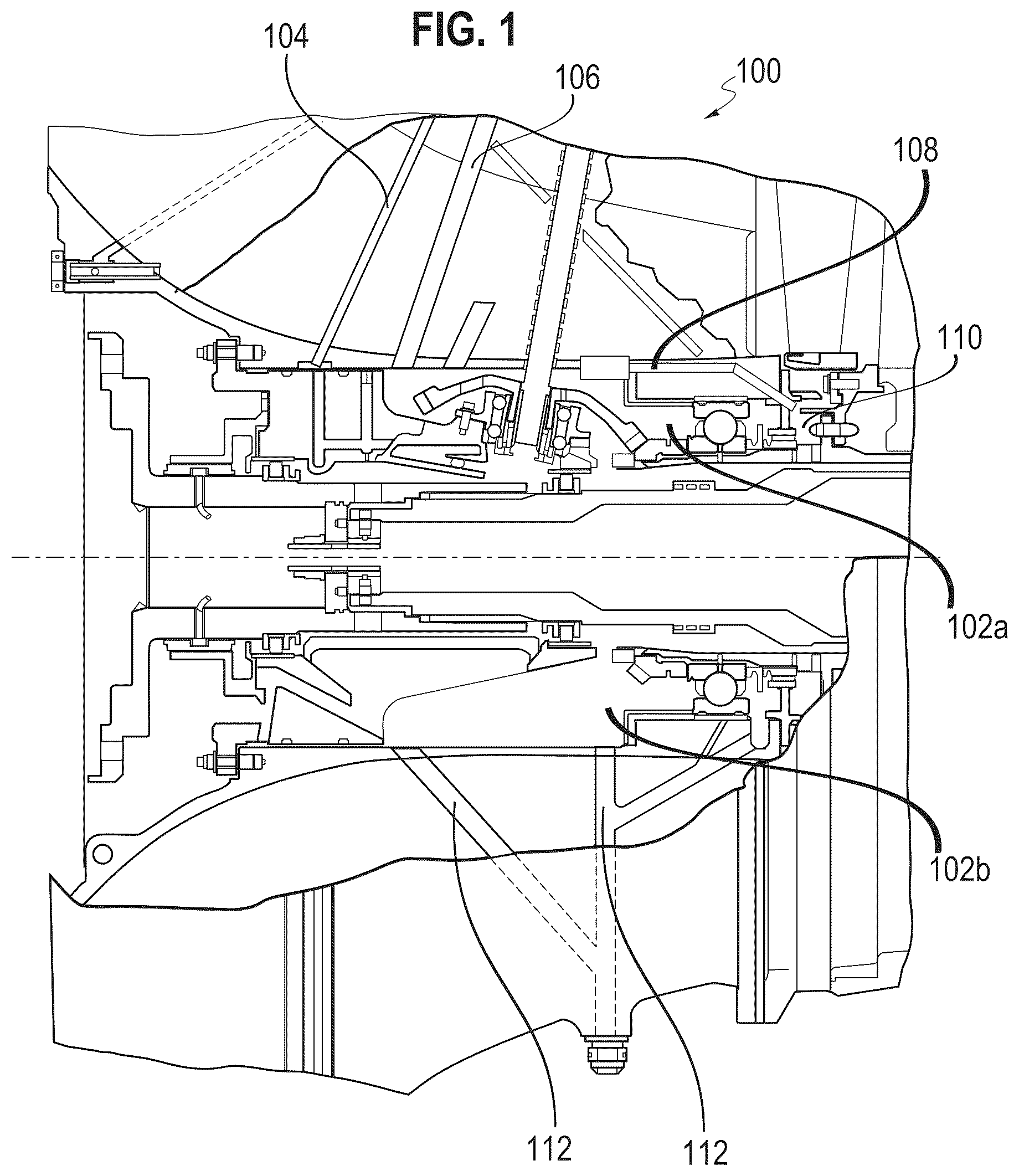 Patent US12104528 — Forced air supply system for engine cavity under negative-G force — Figure 1