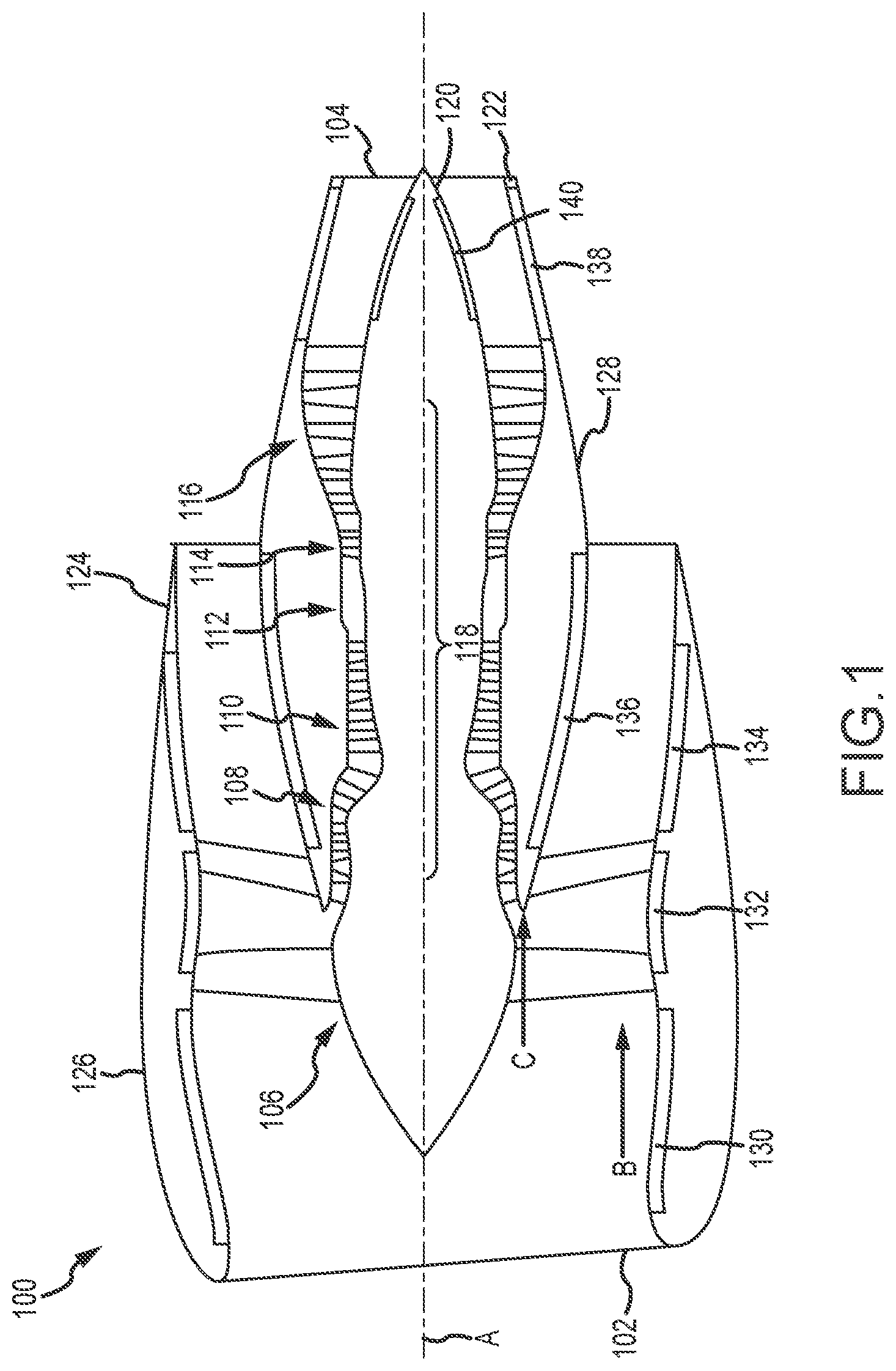 Patent US12104536 — Nacelle liner comprising unit cell resonator networks — Figure 1