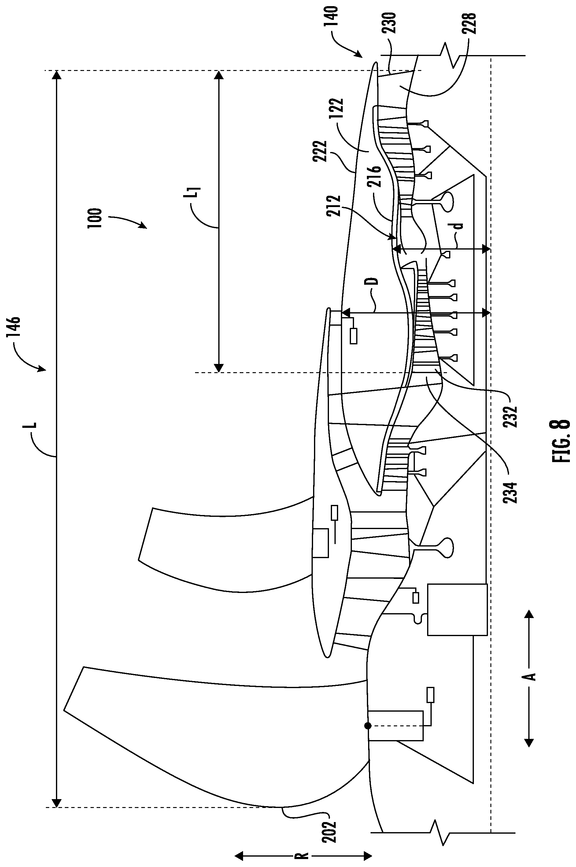 Patent US12104539 Figure 8 – Gas turbine engine