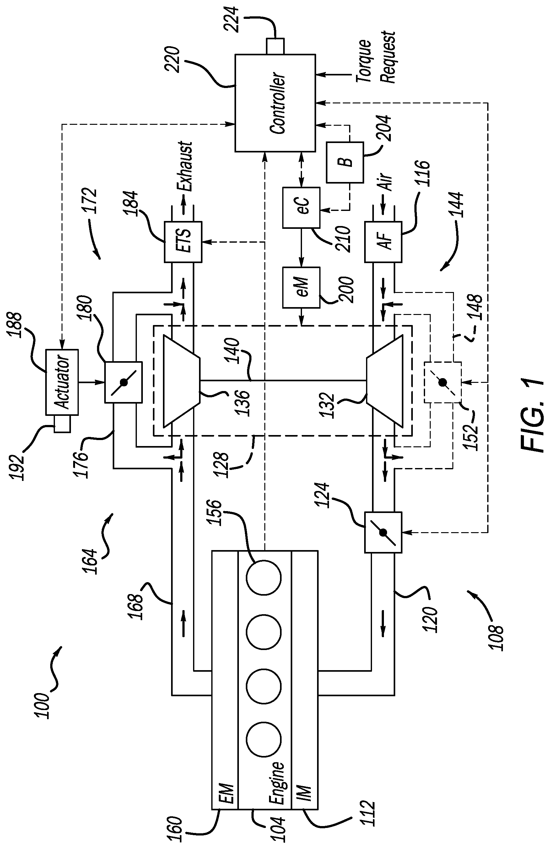 Patent US12104547 — Power-based electric turbocharger boost control — Figure 1