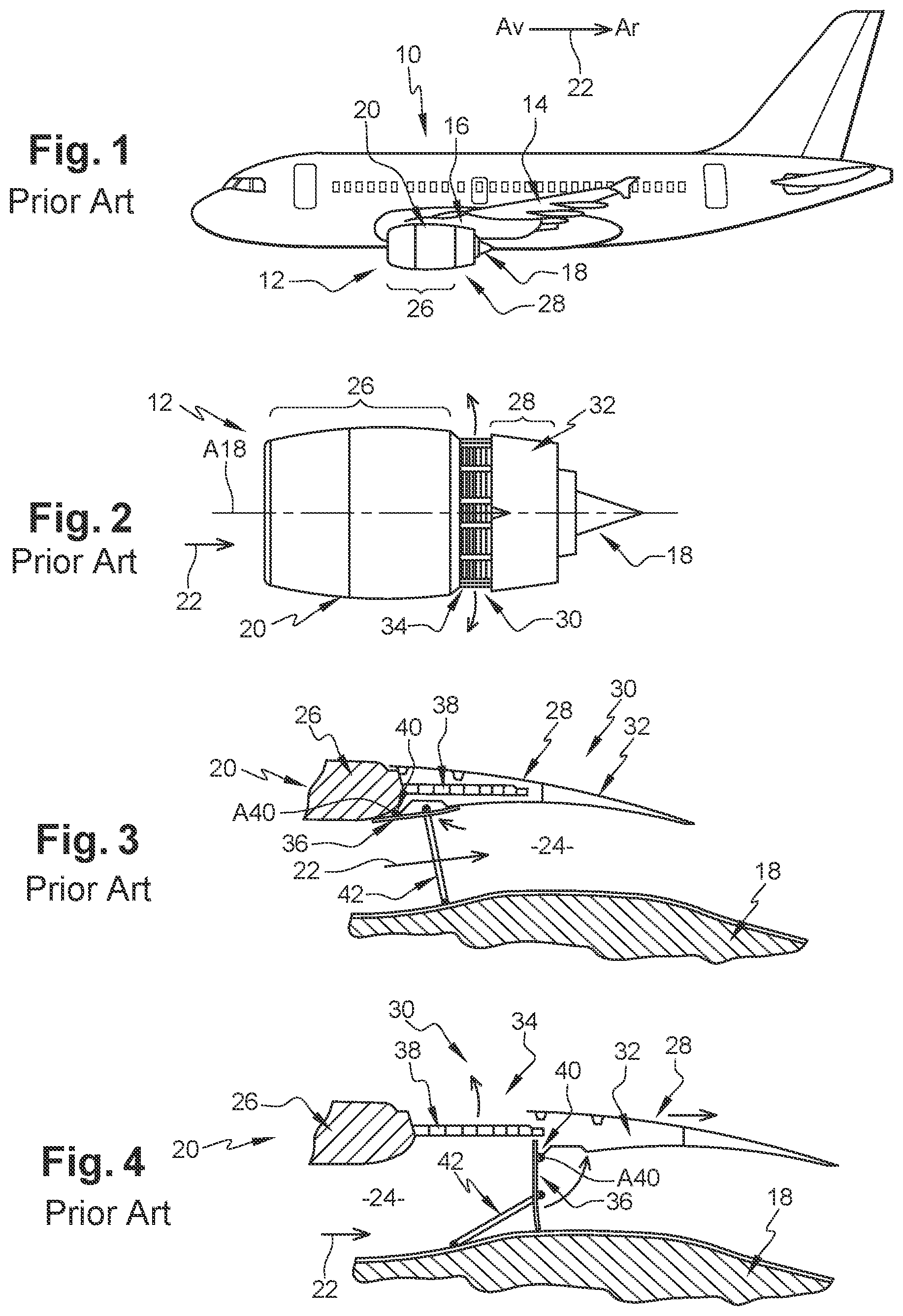 Patent US12104554 — Aircraft propulsion assembly equipped with a thrust-reversing device comprising at least one inflatable barrier, and aircraft comprising at least one such propulsion assembly — Figure 1