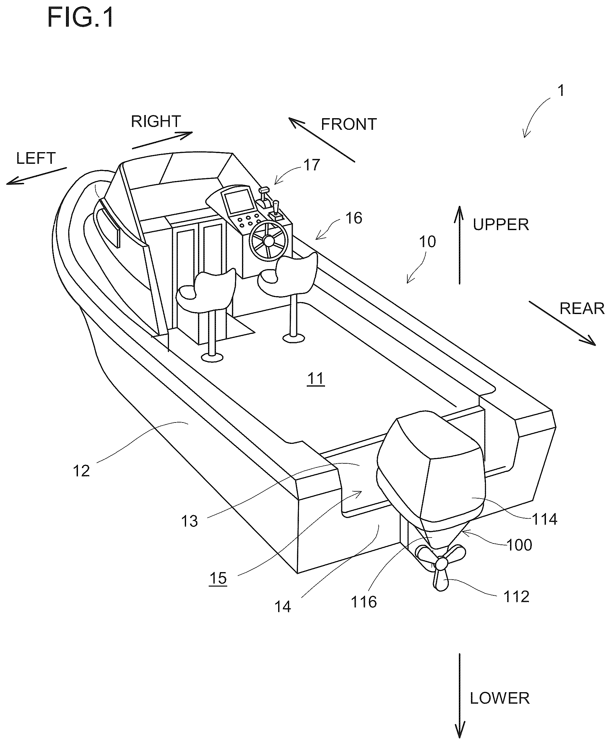 Patent US12104562 — Boat propulsion device — Figure 1
