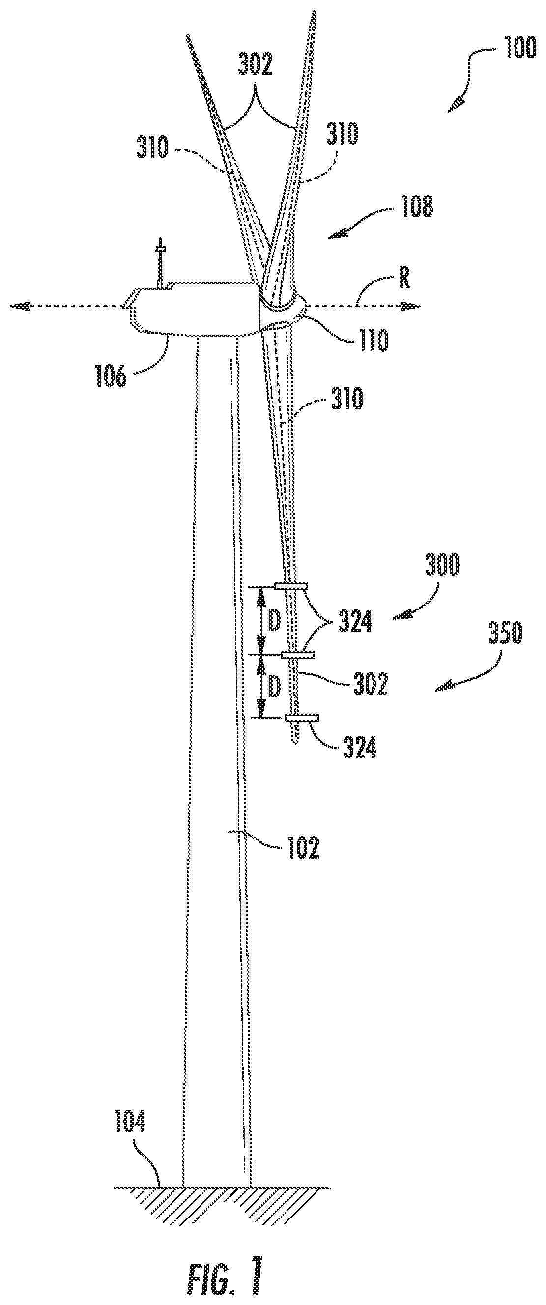 Patent US12104571 — Rotor blade assembly for mitigating stall-induced vibrations — Figure 1