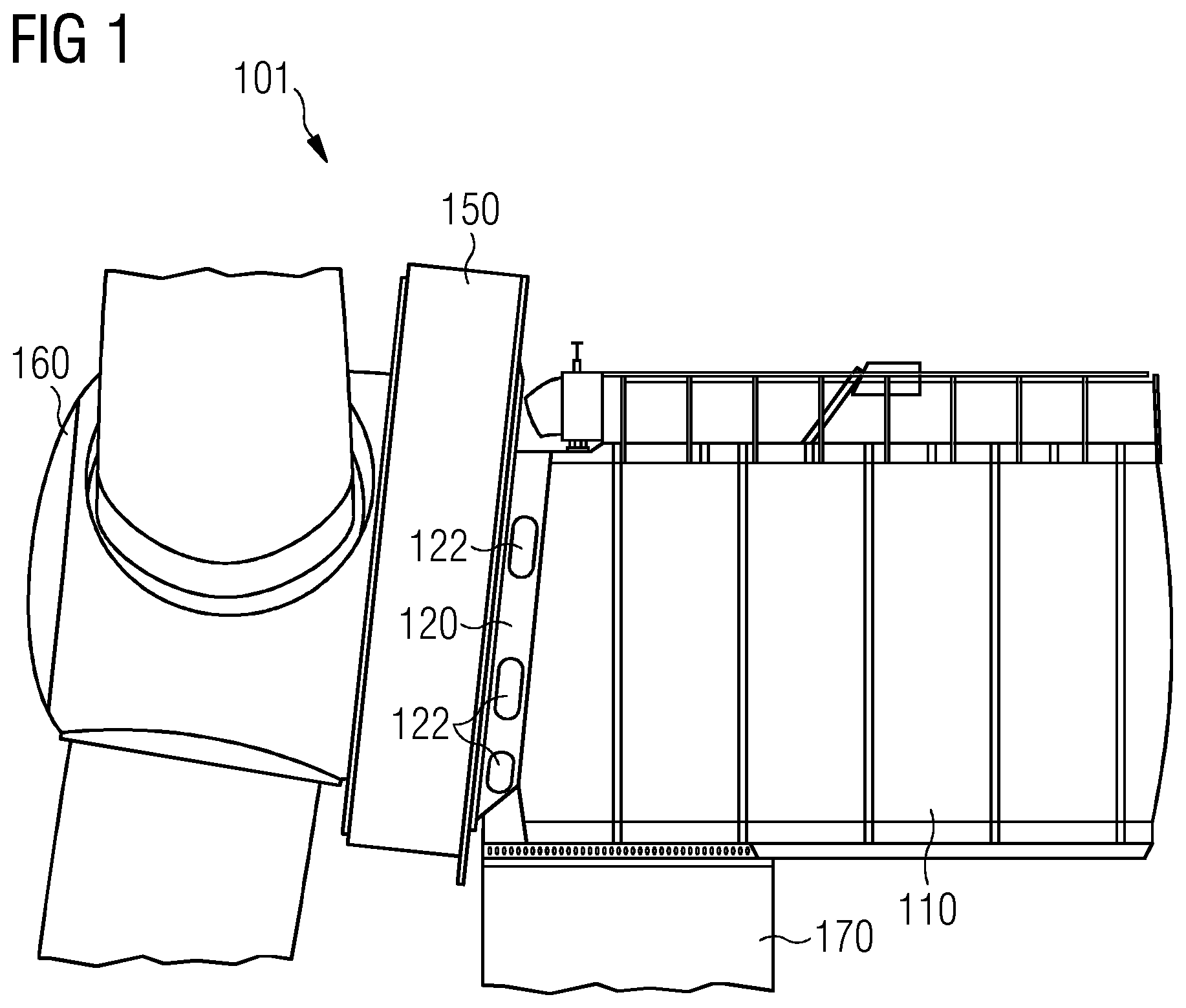 Patent US12104579 — Wind turbine canopy with cooling fluid outlet — Figure 1