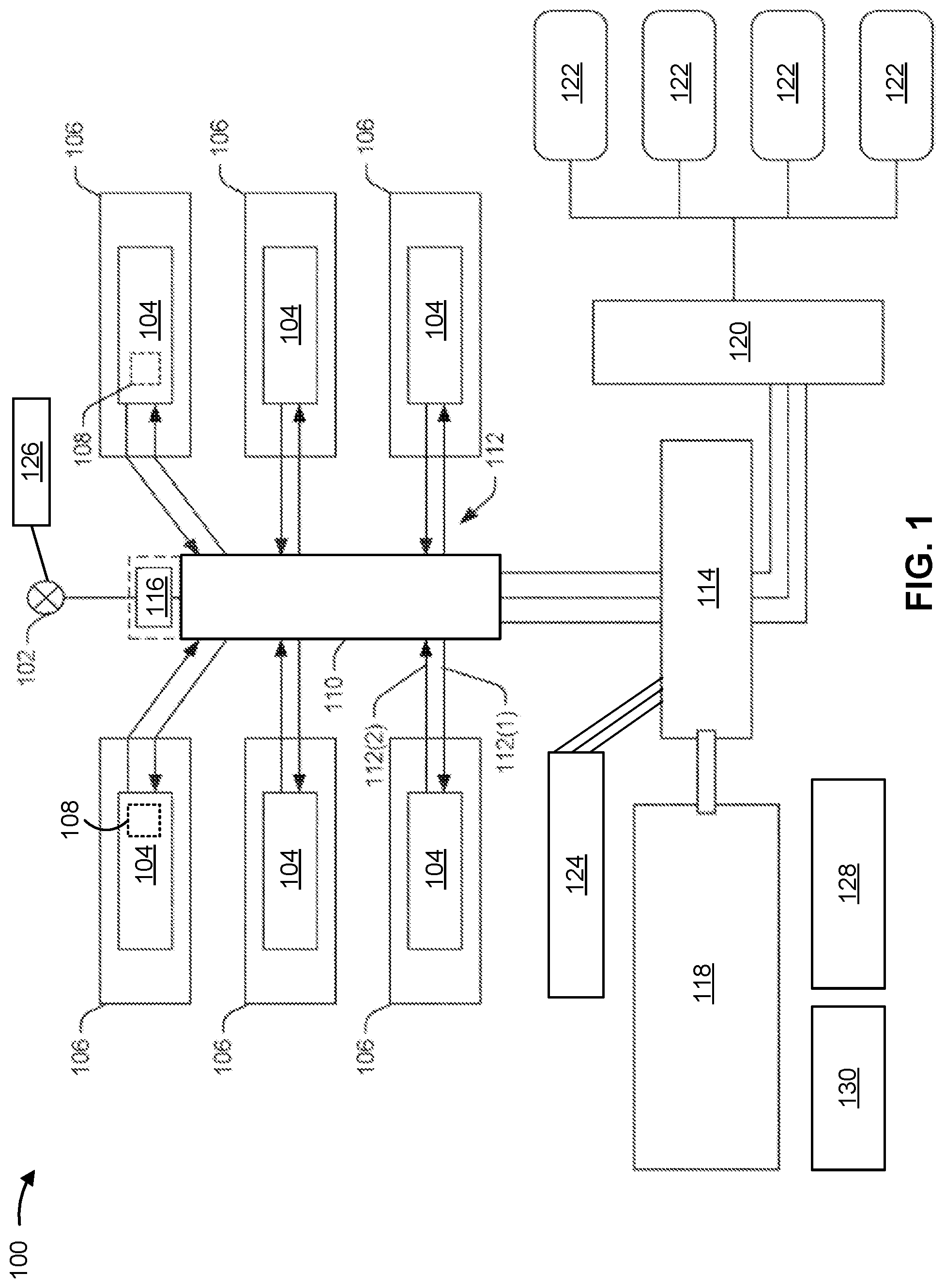 Patent US12104587 — Controlling a discharge pressure from a pump for pressure testing a fluid system — Figure 1