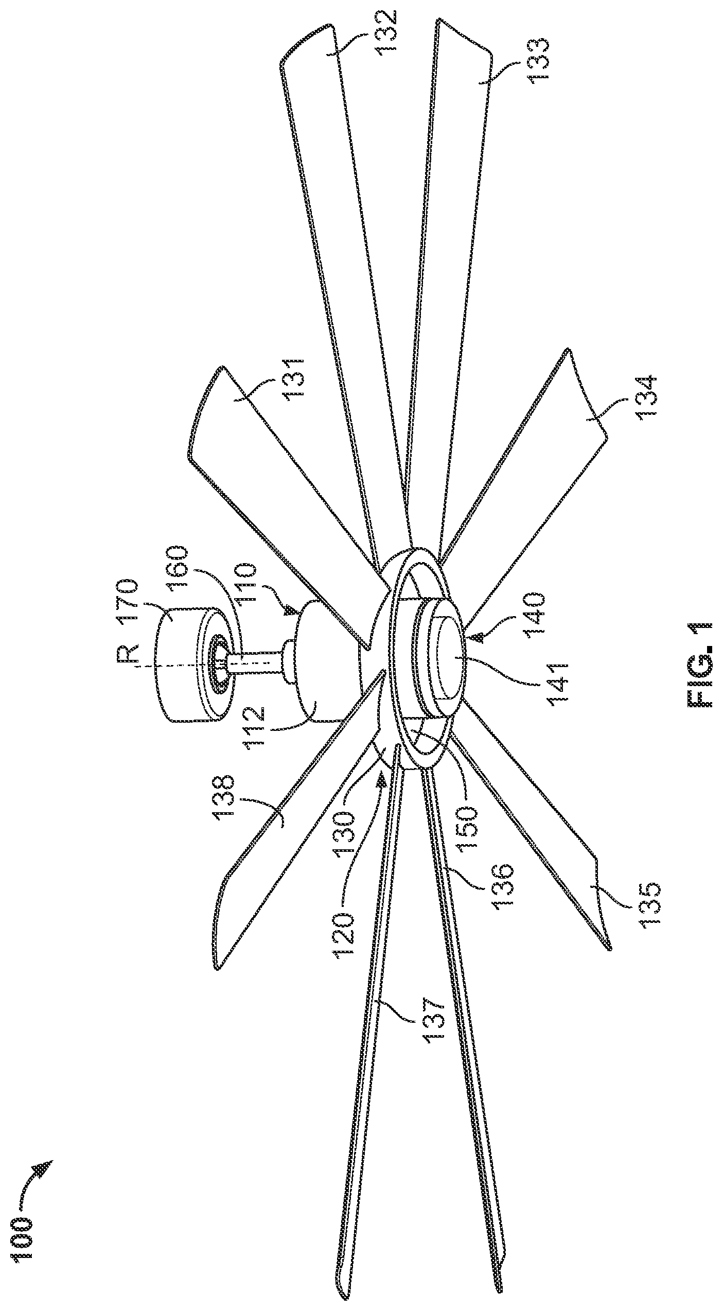 Patent US12104607 Figure 1 – Fan with a translucent blade support