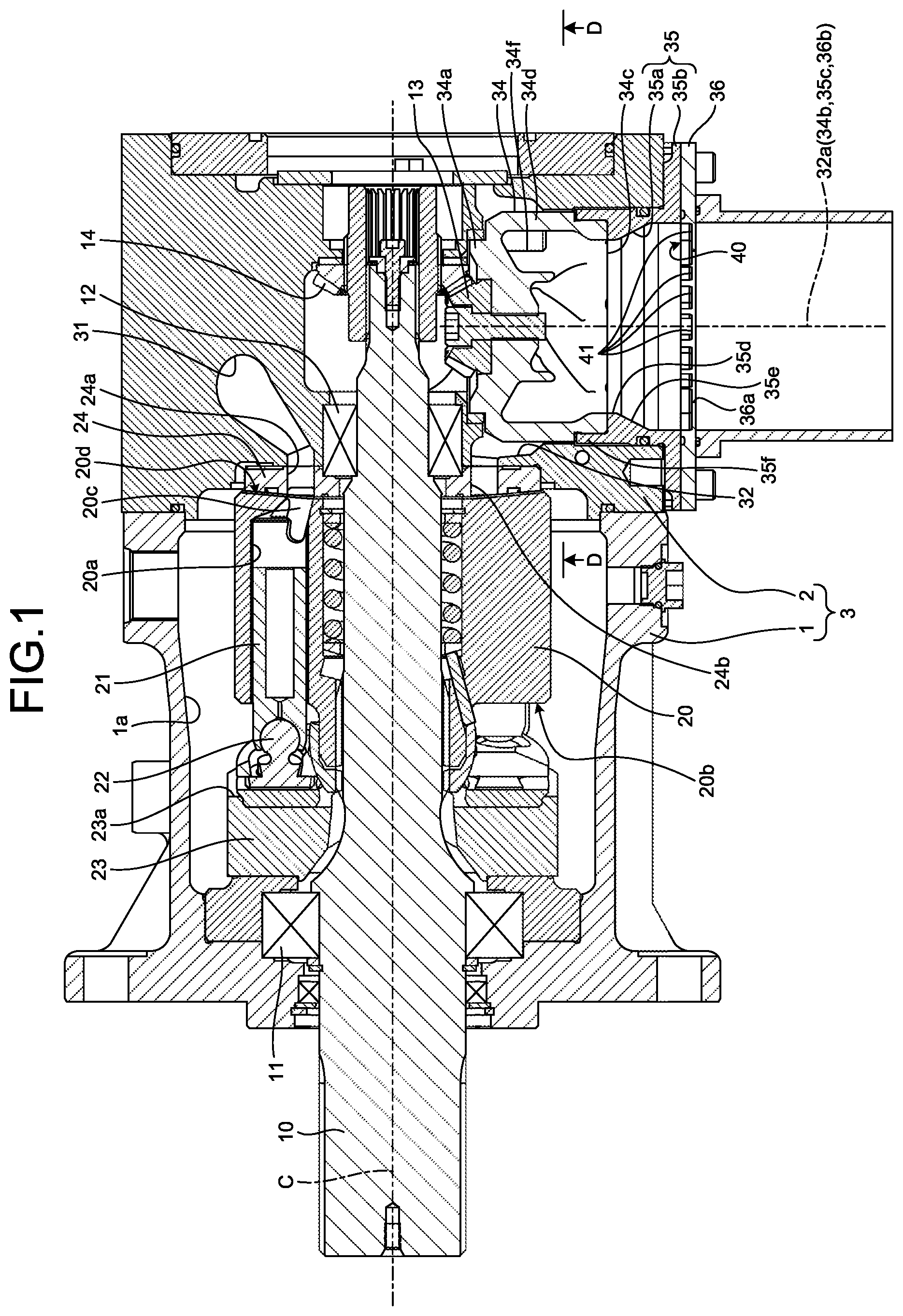 Patent US12104615 — Turbo type pump and fluid supply unit — Figure 1