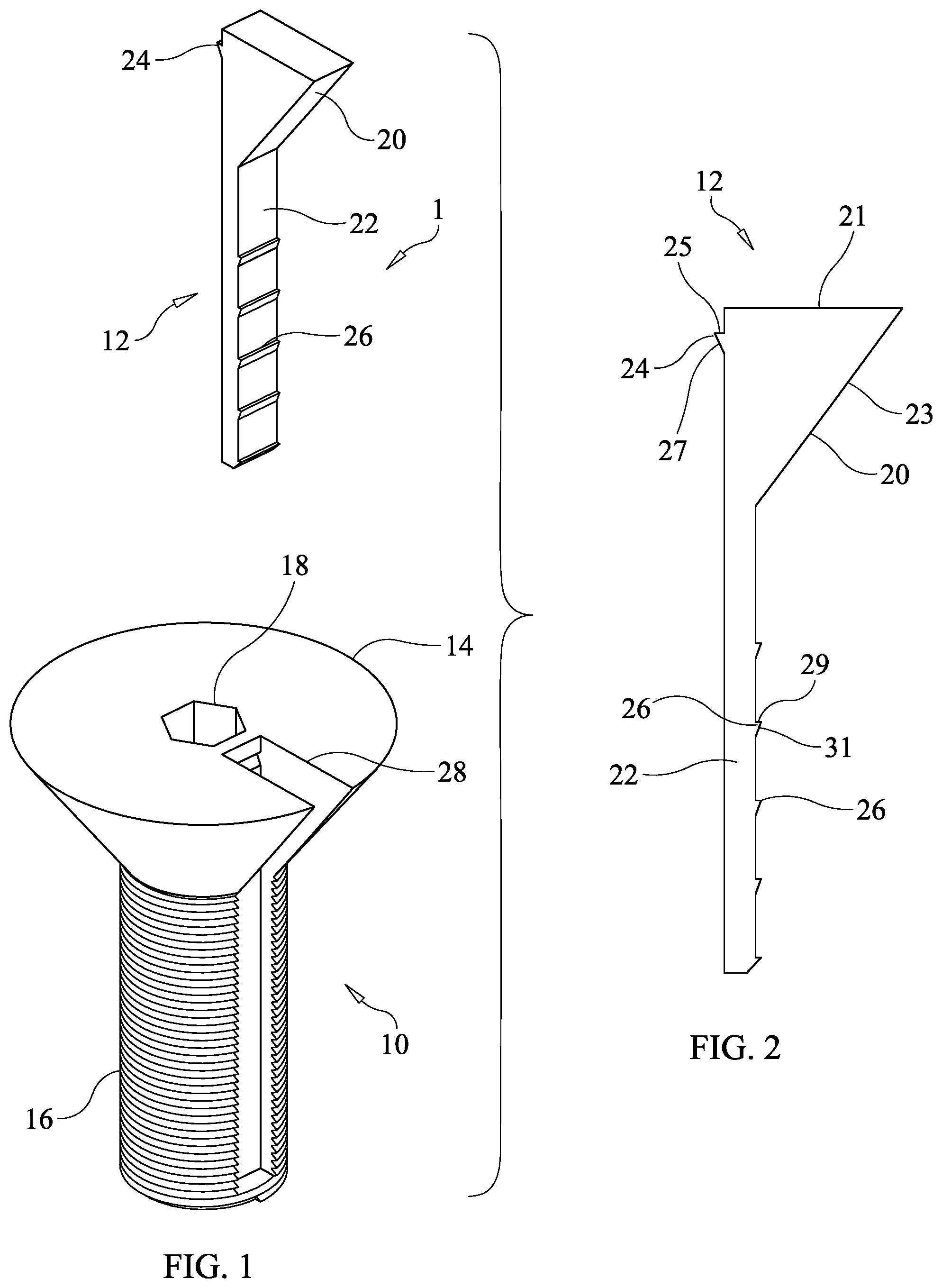 Patent US12104637 — Locking fastener utilizing an inserted key — Figure 1