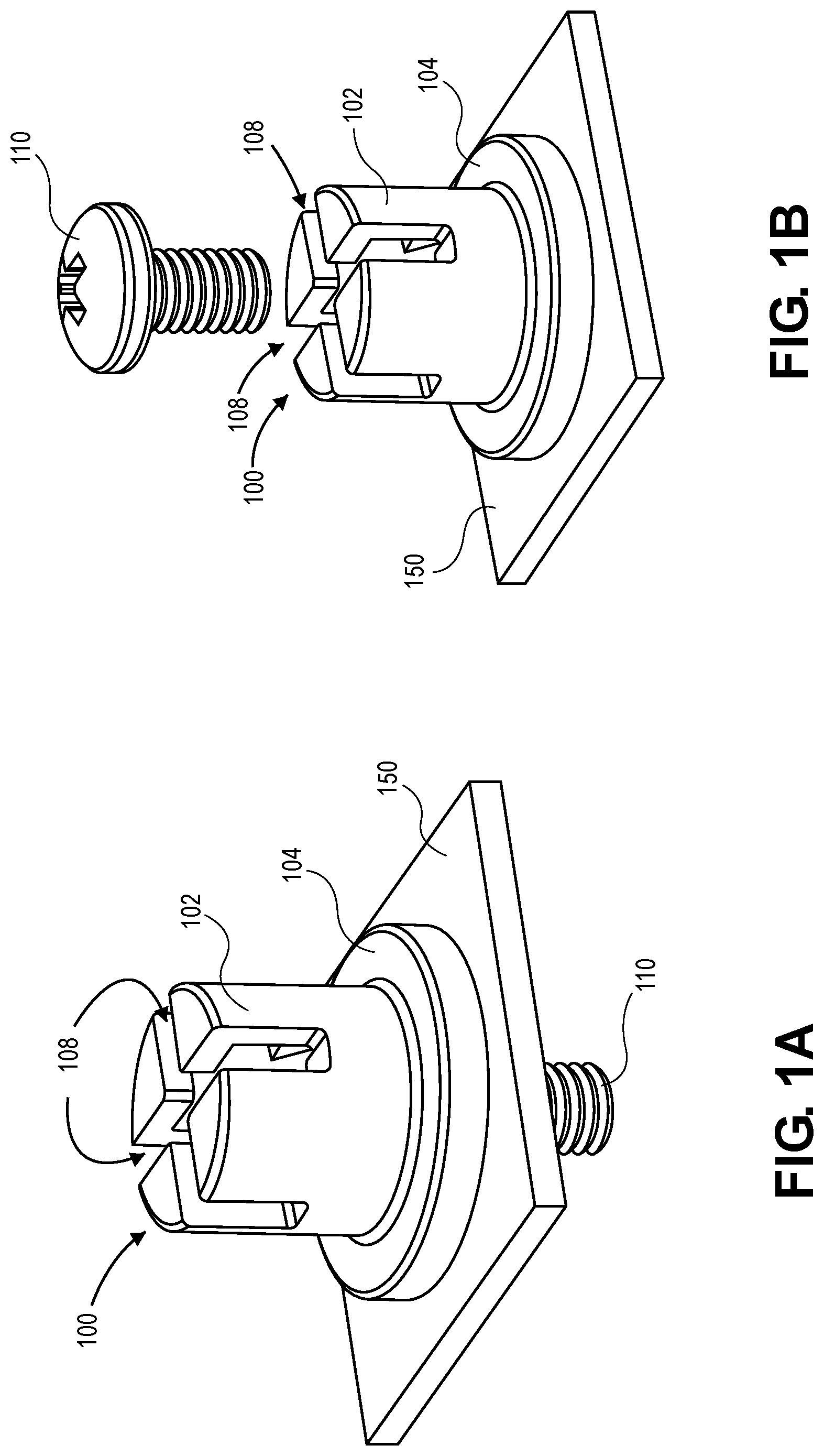 Patent US12104642 Figure 1 – Flexible fastener captivator