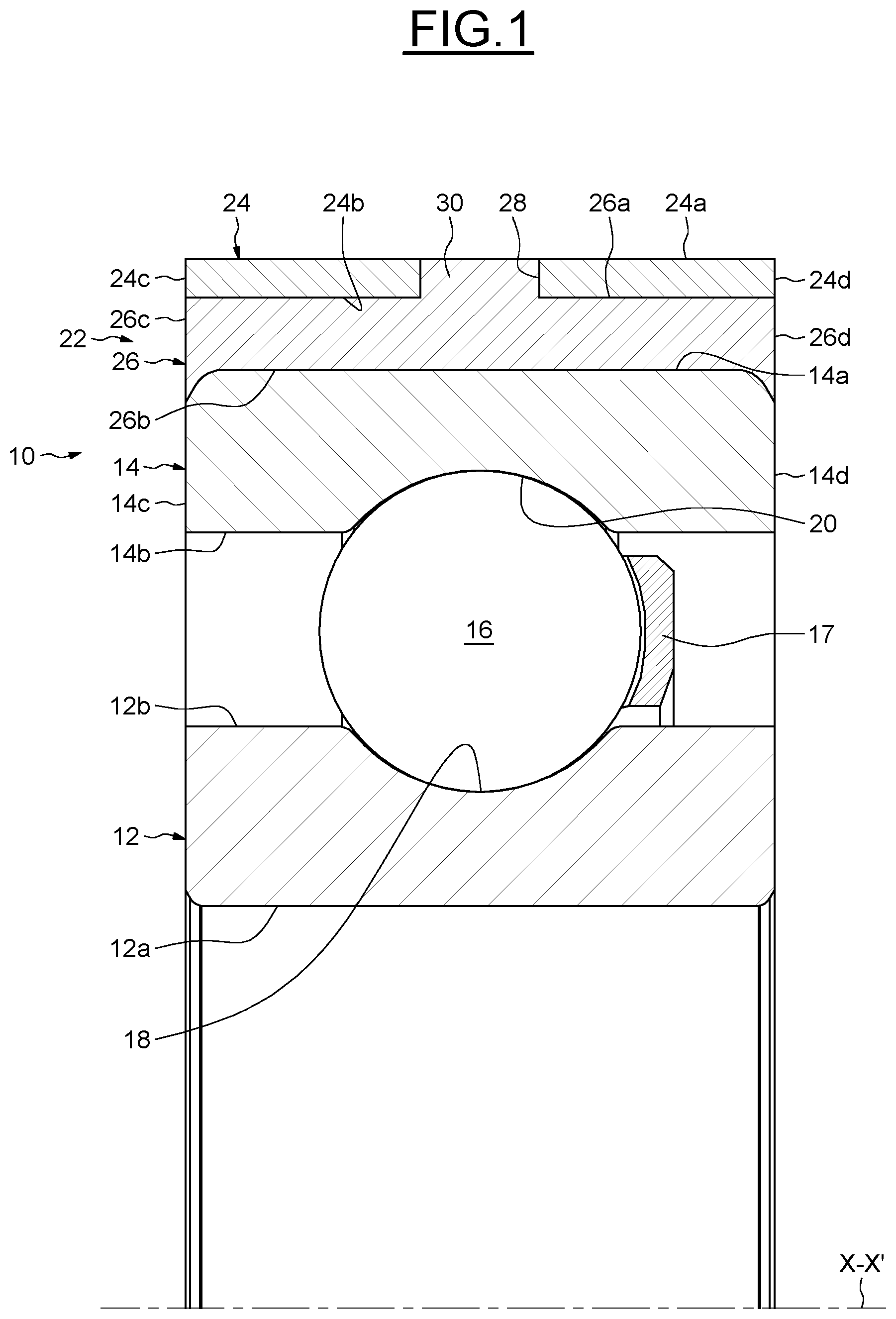 Patent US12104650 — Bearing device with integrated electrical insulation, in particular for an electric motor or machine — Figure 1