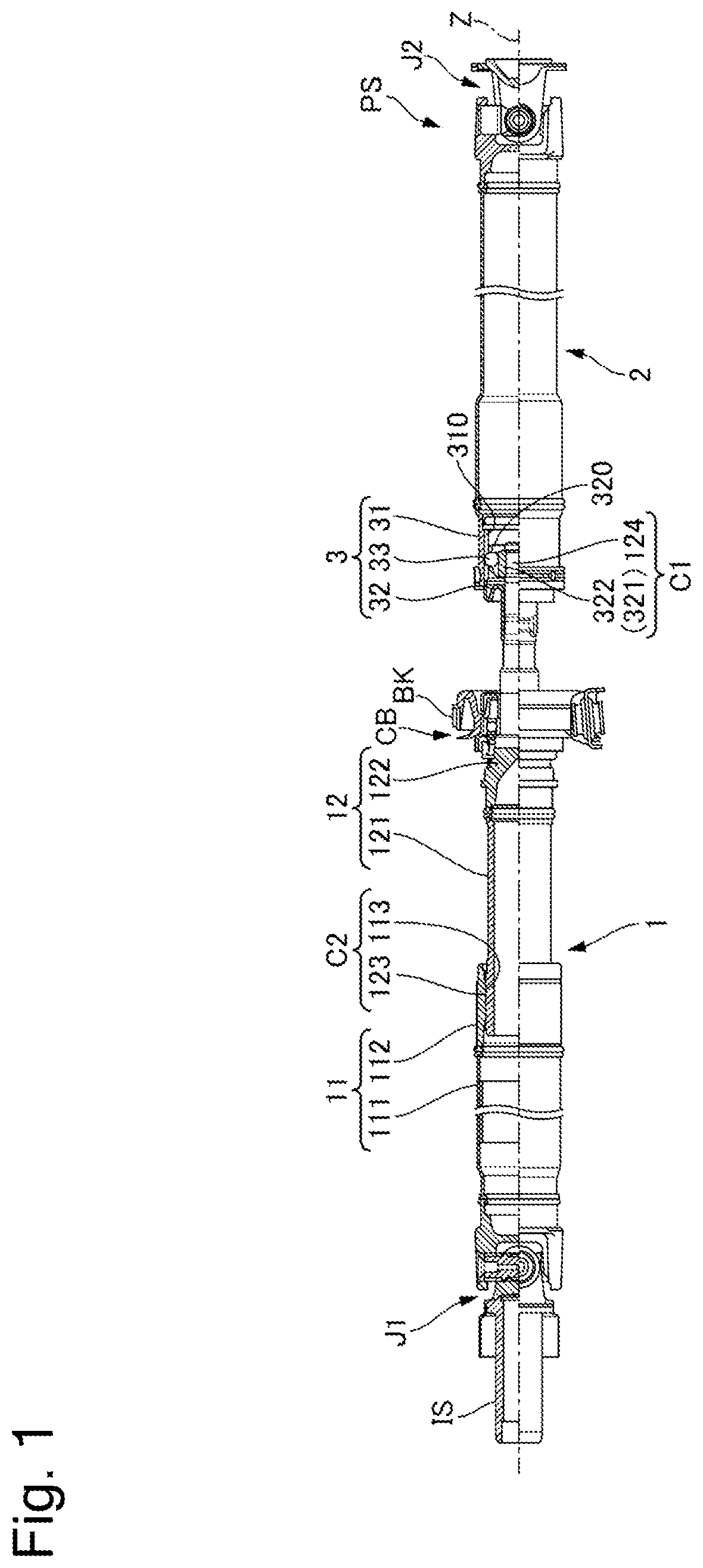 Patent US12104652 — Power transmission shaft and method for manufacturing the same — Figure 1