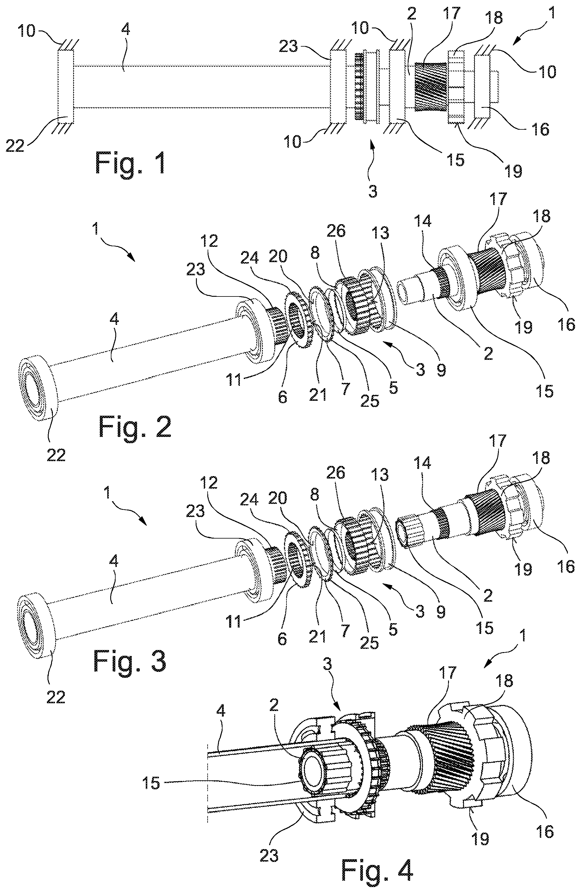 Patent US12104655 — Transmission for an at least partially electrically driven vehicle, and synchronization device for such a transmission — Figure 1