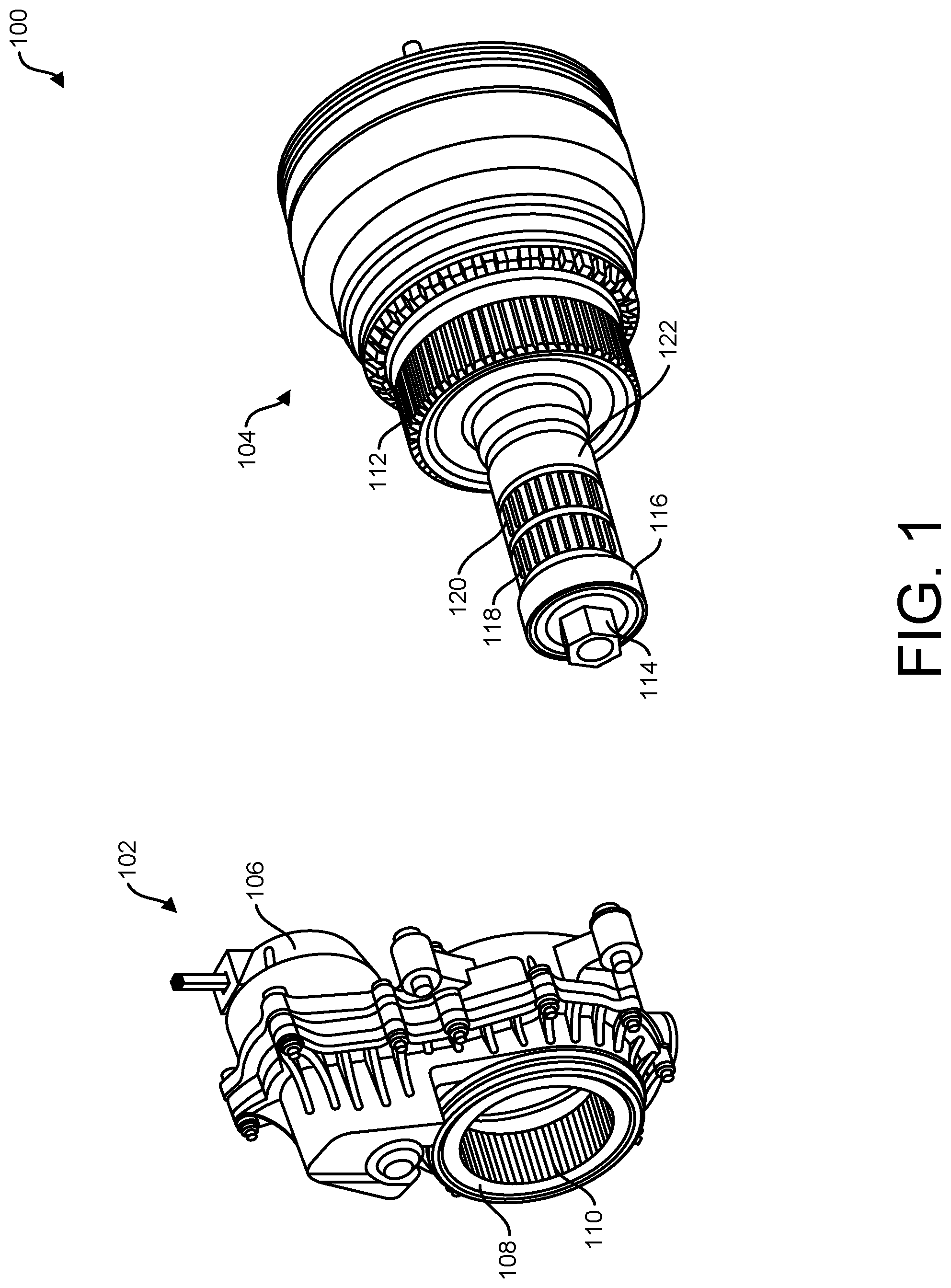 Patent US12104657 — Axle decoupler system with mechanical synchronizer — Figure 1