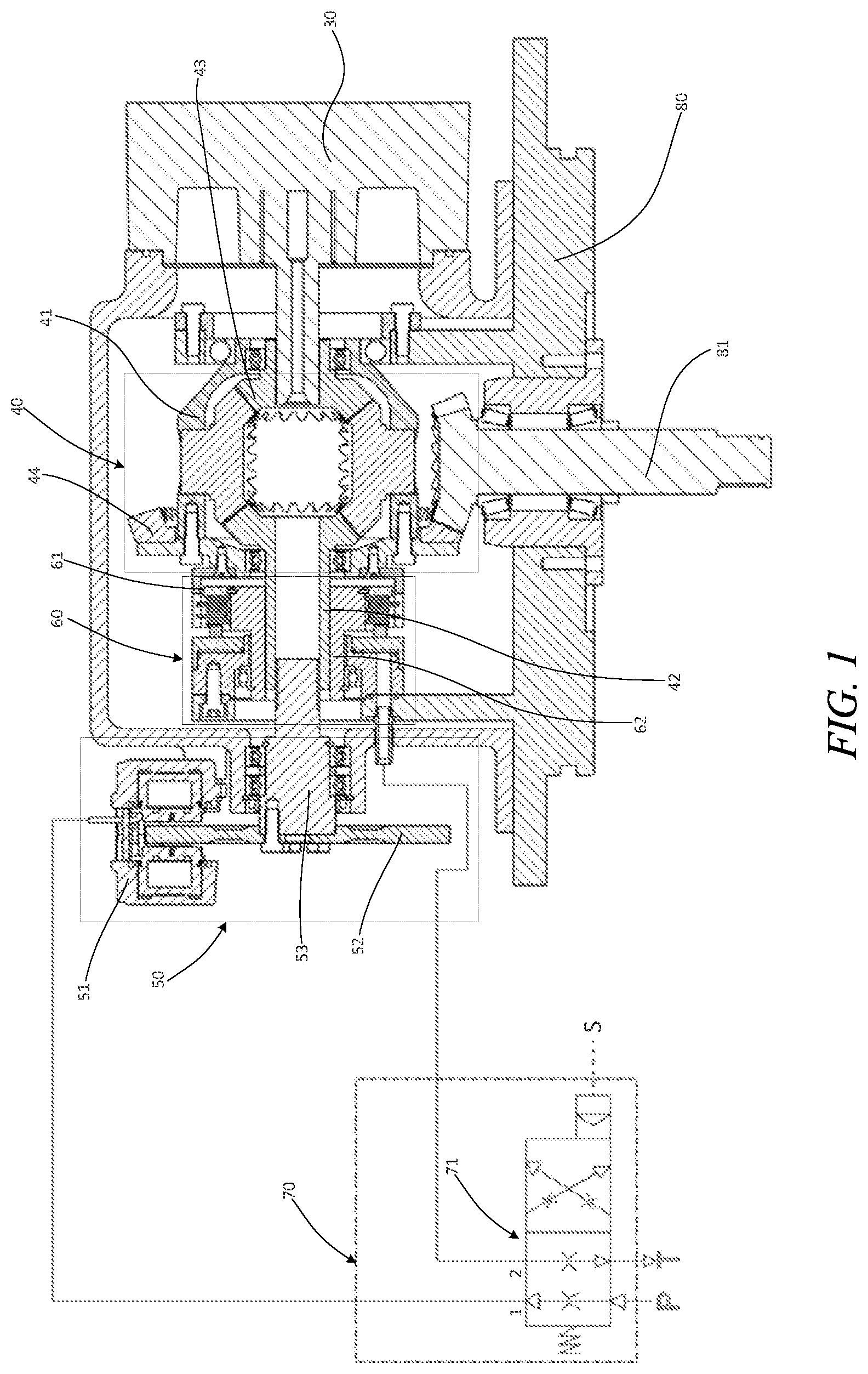 Patent US12104689 Figure 1 – Control device for gearbox