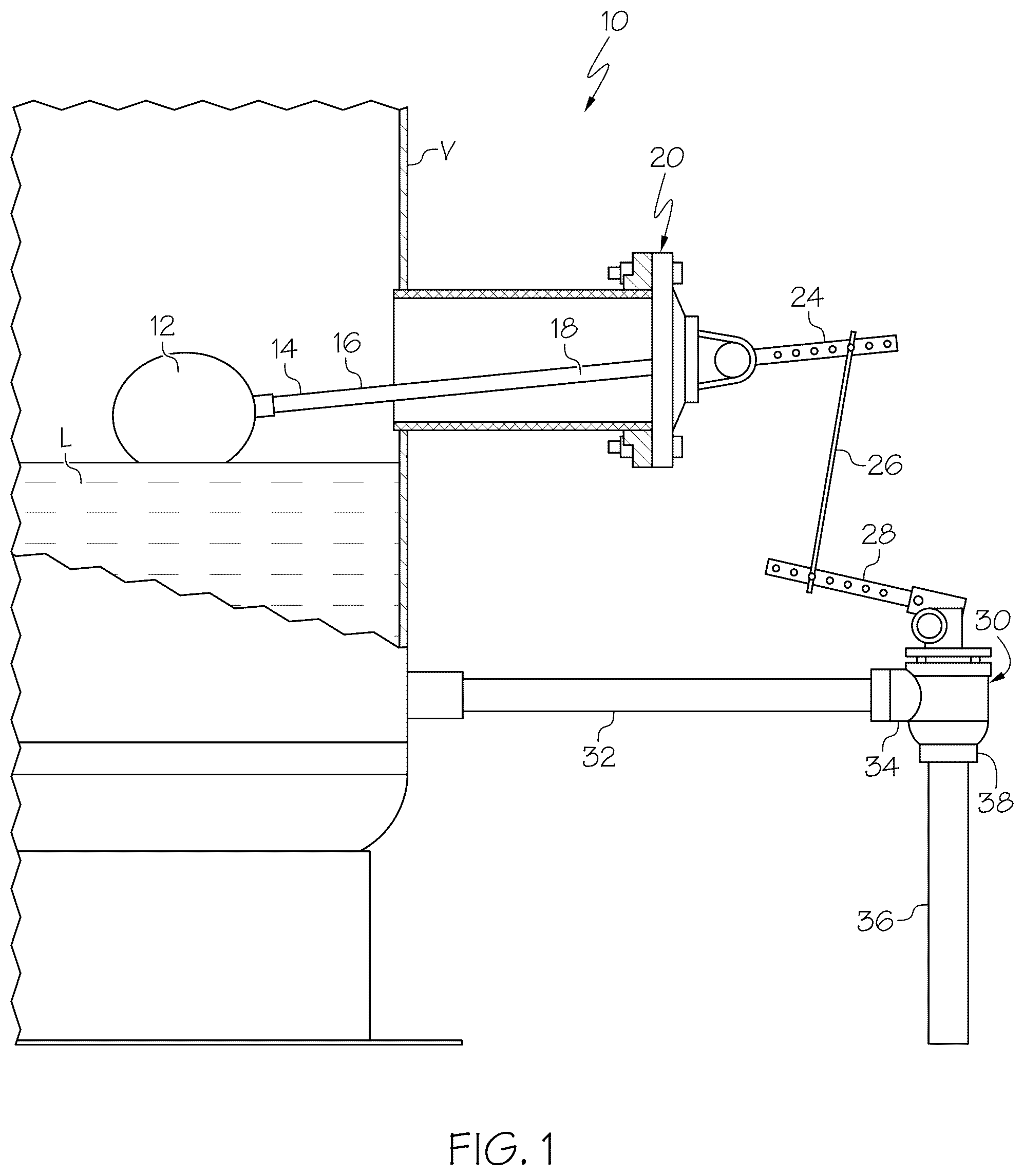 Patent US12104712 Figure 1 – Lever operated dump valve with improved accuracy