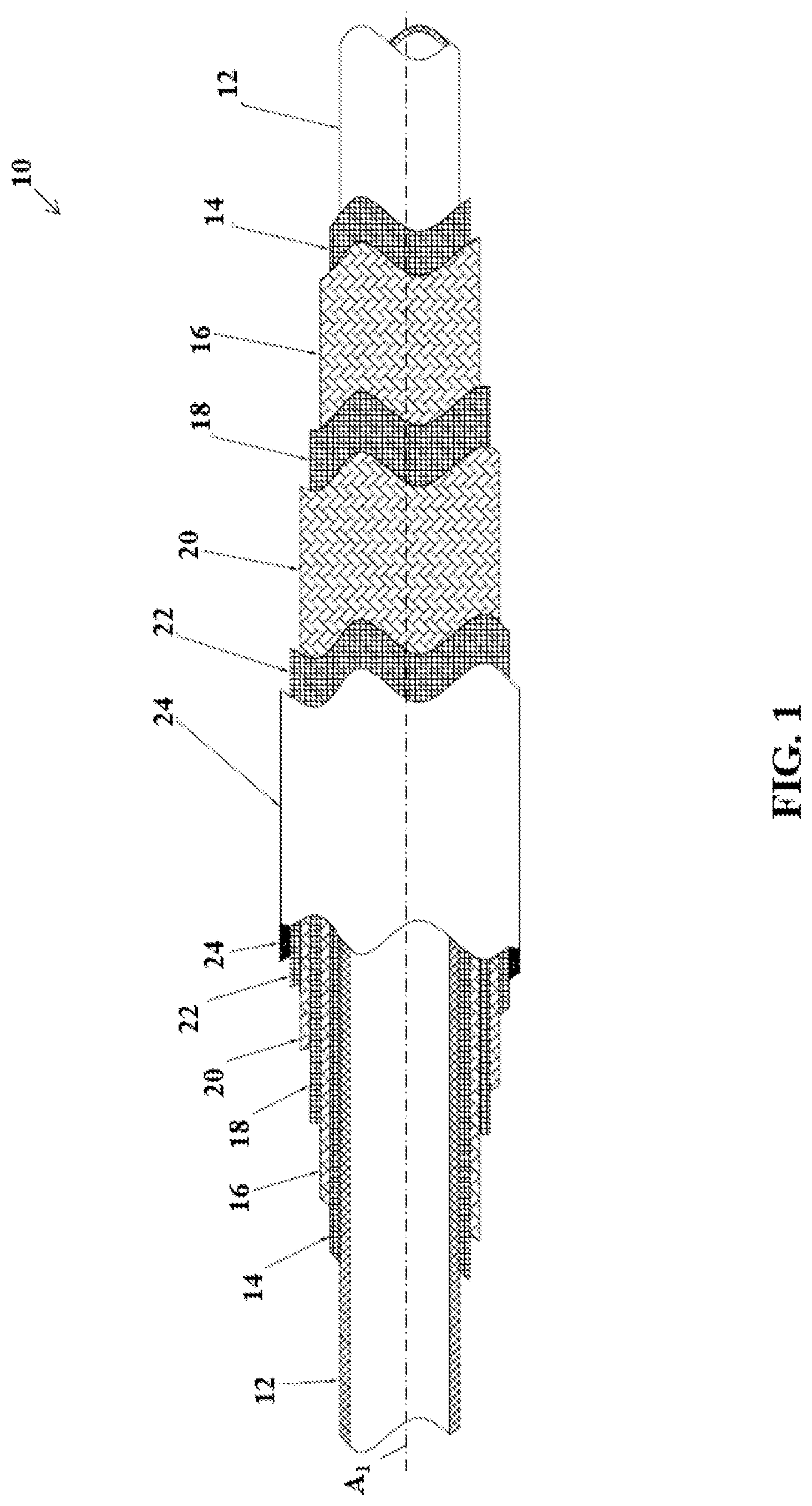 Patent US12104718 — Fiber reinforced hoses, composite materials and articles, and related methods — Figure 1