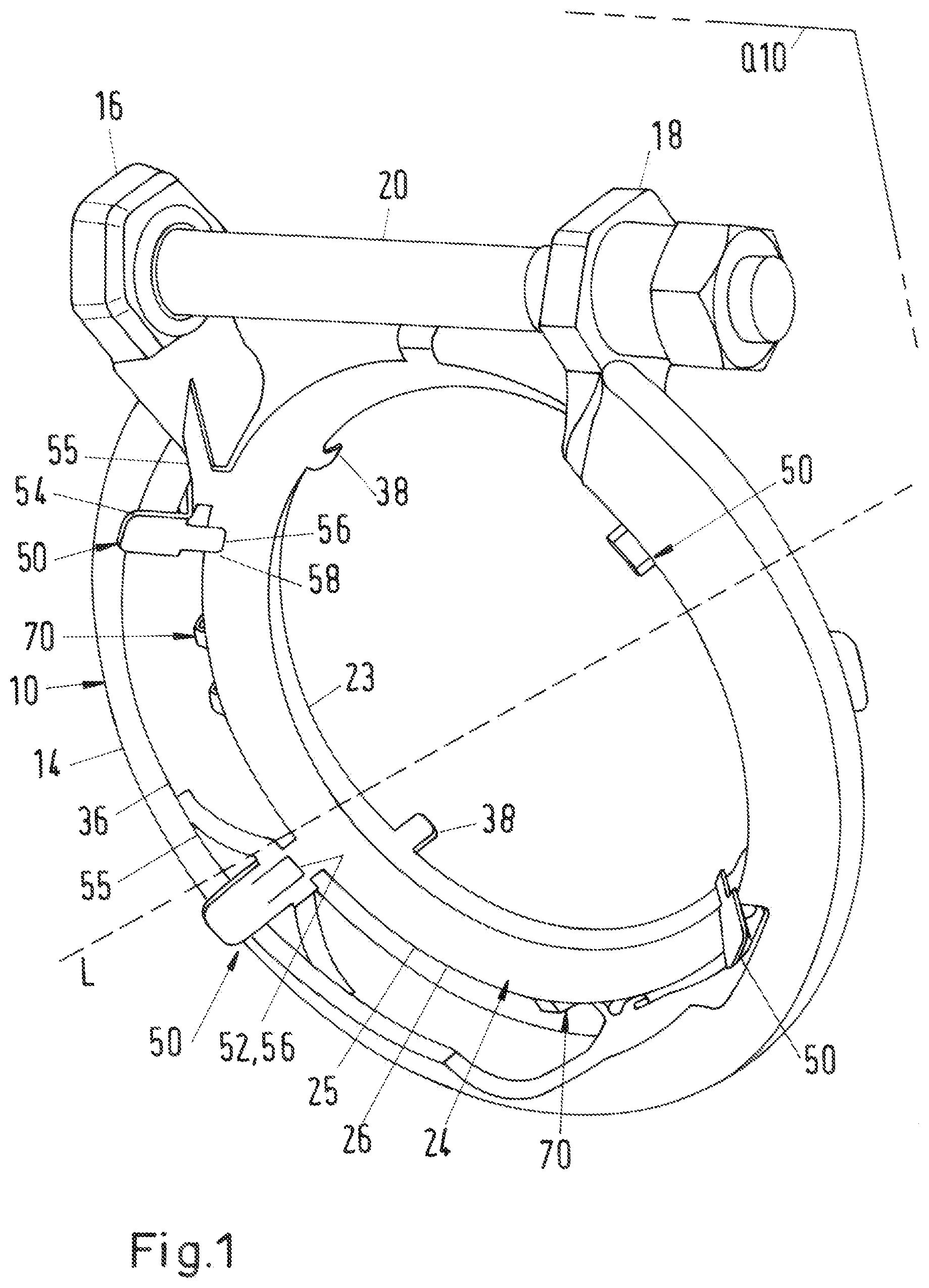 Patent US12104723 — Profile clamp with latching tab — Figure 1