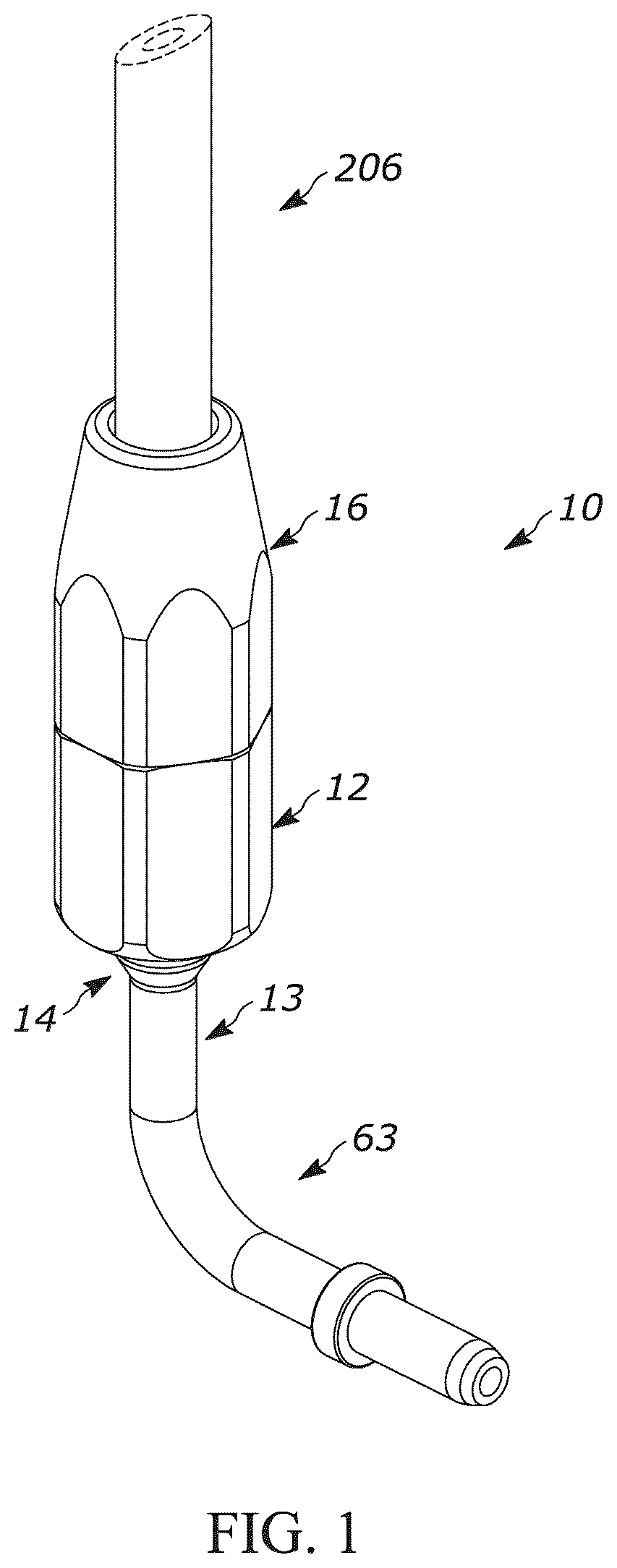 Patent US12104728 — Pivotable hose connector and hydraulic cylinder having a pivotable hose suitable for use in association with convertible tops — Figure 1