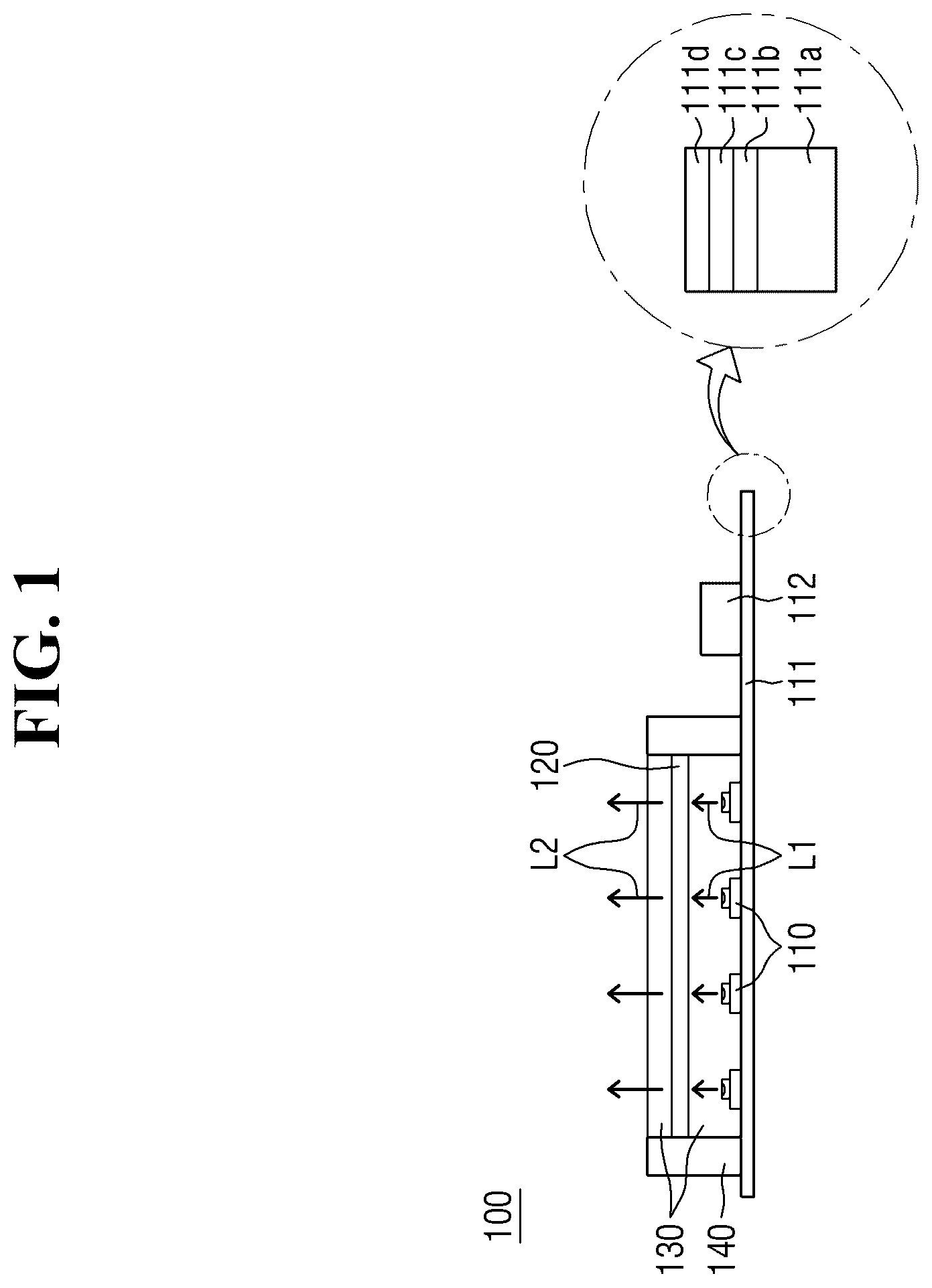Patent US12104760 — Light emitting module and lamp for vehicle including the same — Figure 1