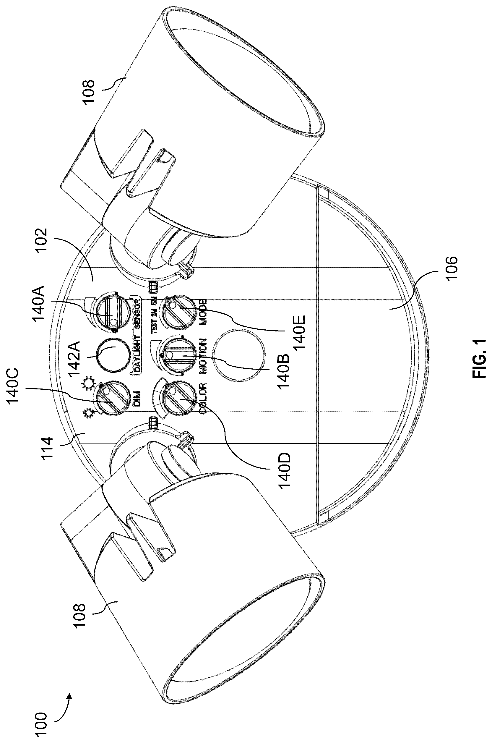 Patent US12104775 Figure 1 – Lighting system with improved sensor control