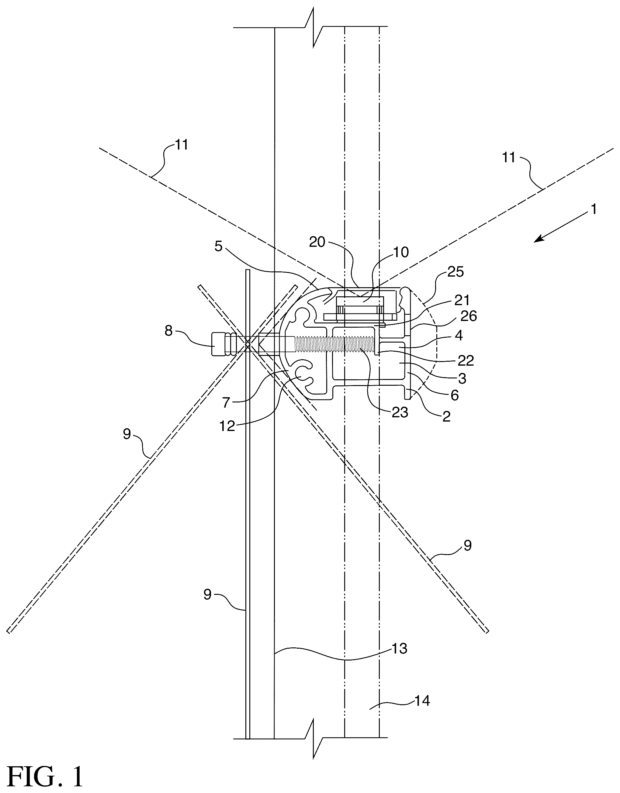 Patent US12104781 — Light rung for kinetic facade system — Figure 1