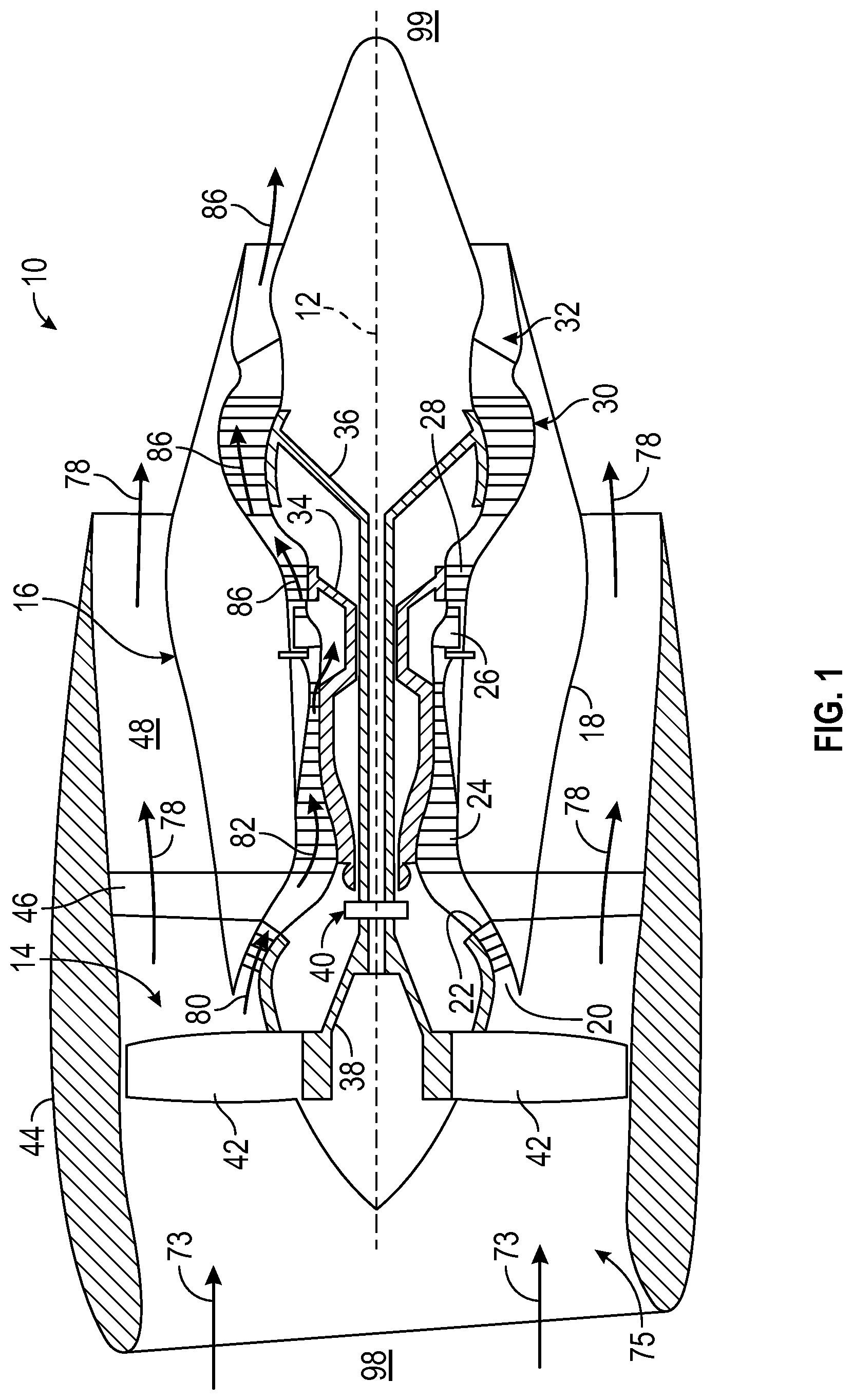 Patent US12104795 Figure 1 – Combustor with a variable primary zone combustion chamber