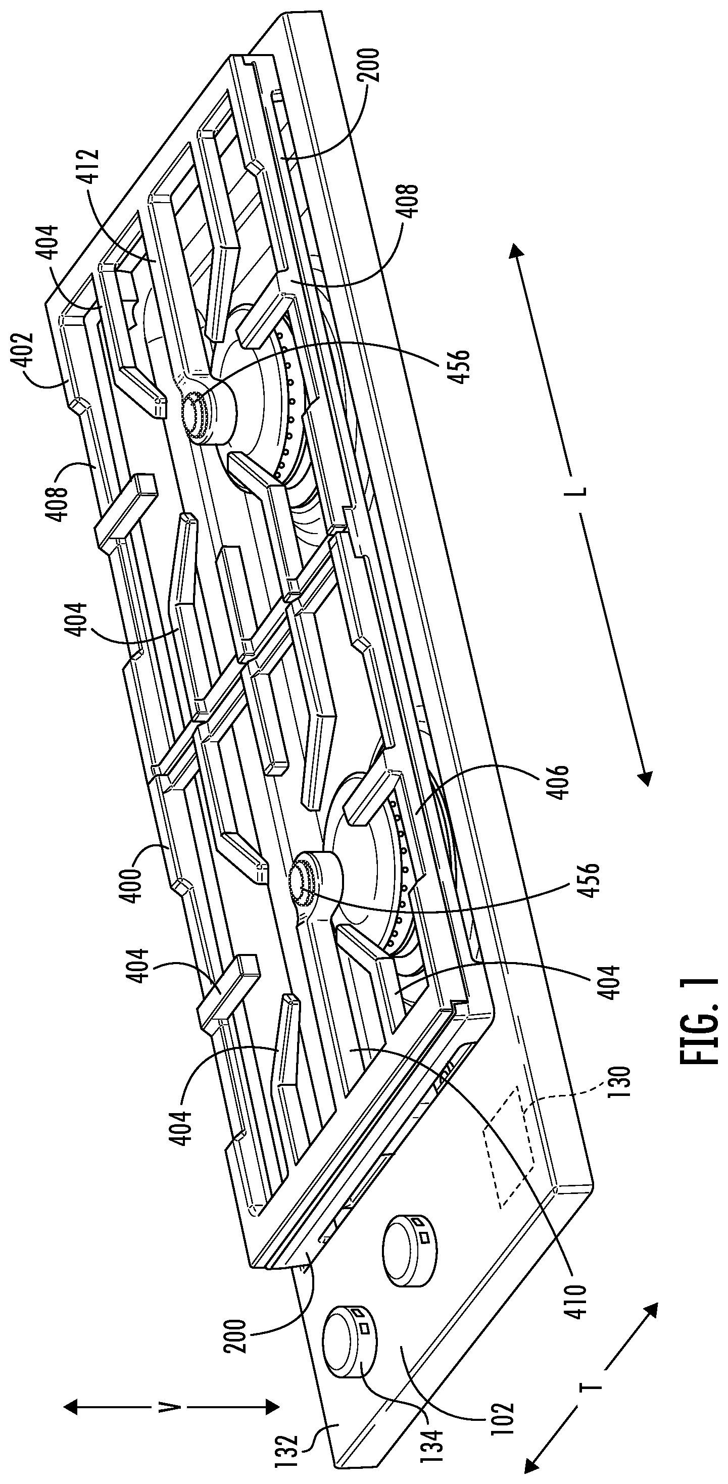 Patent US12104800 — Cooktop appliance with a cantilevered temperature sensor — Figure 1