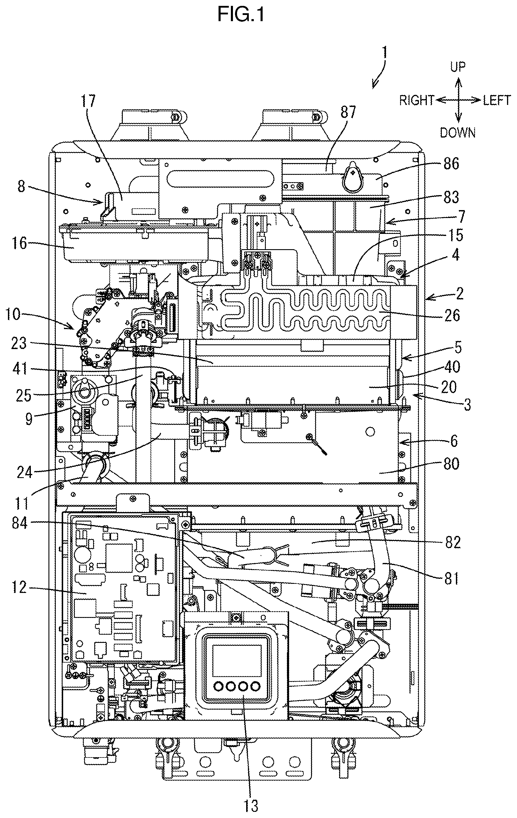 Patent US12104825 — Heat exchanger and water heater — Figure 1