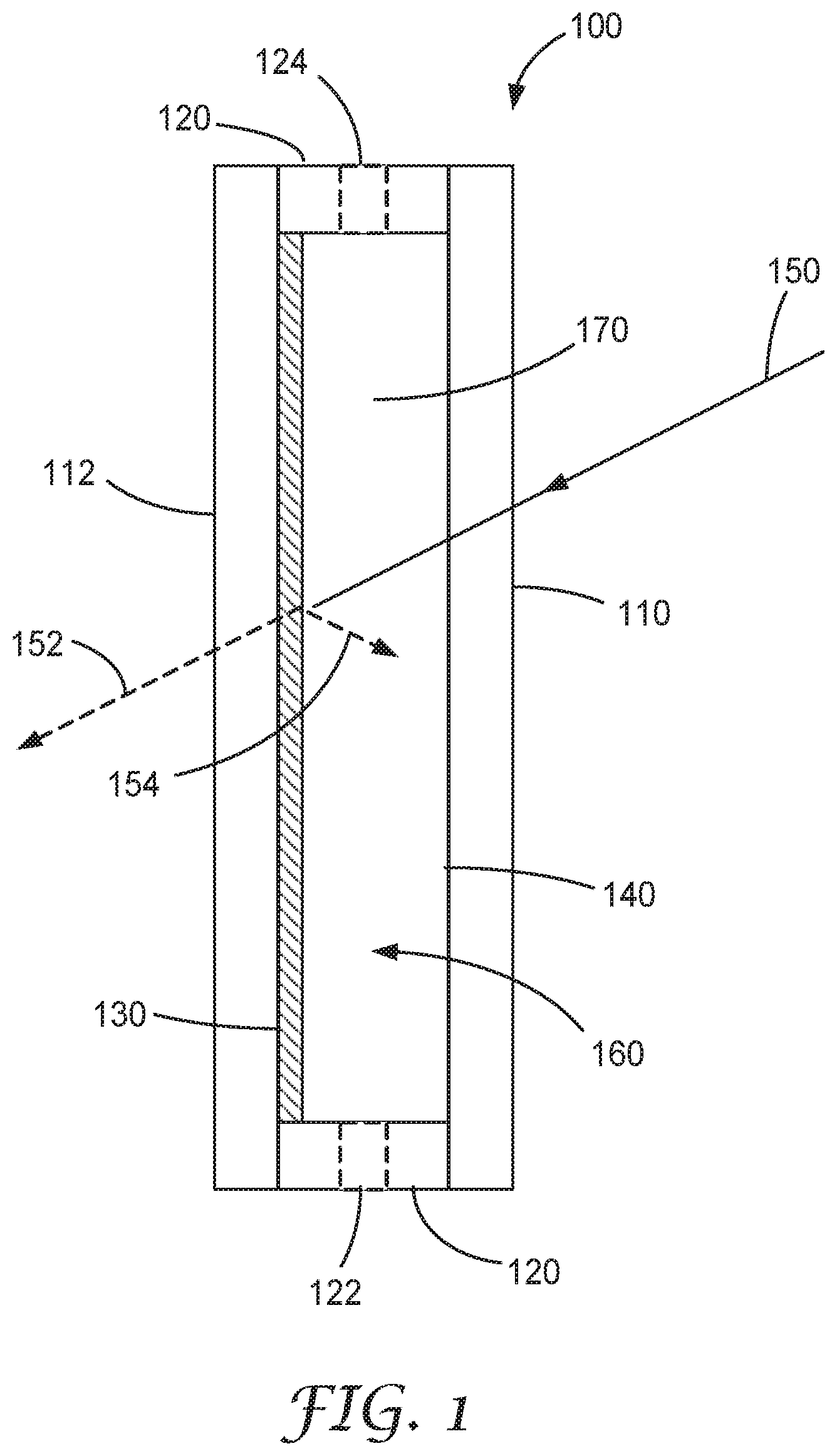 Patent US12104827 — Hybrid solar window and IR absorbing assemblies — Figure 1