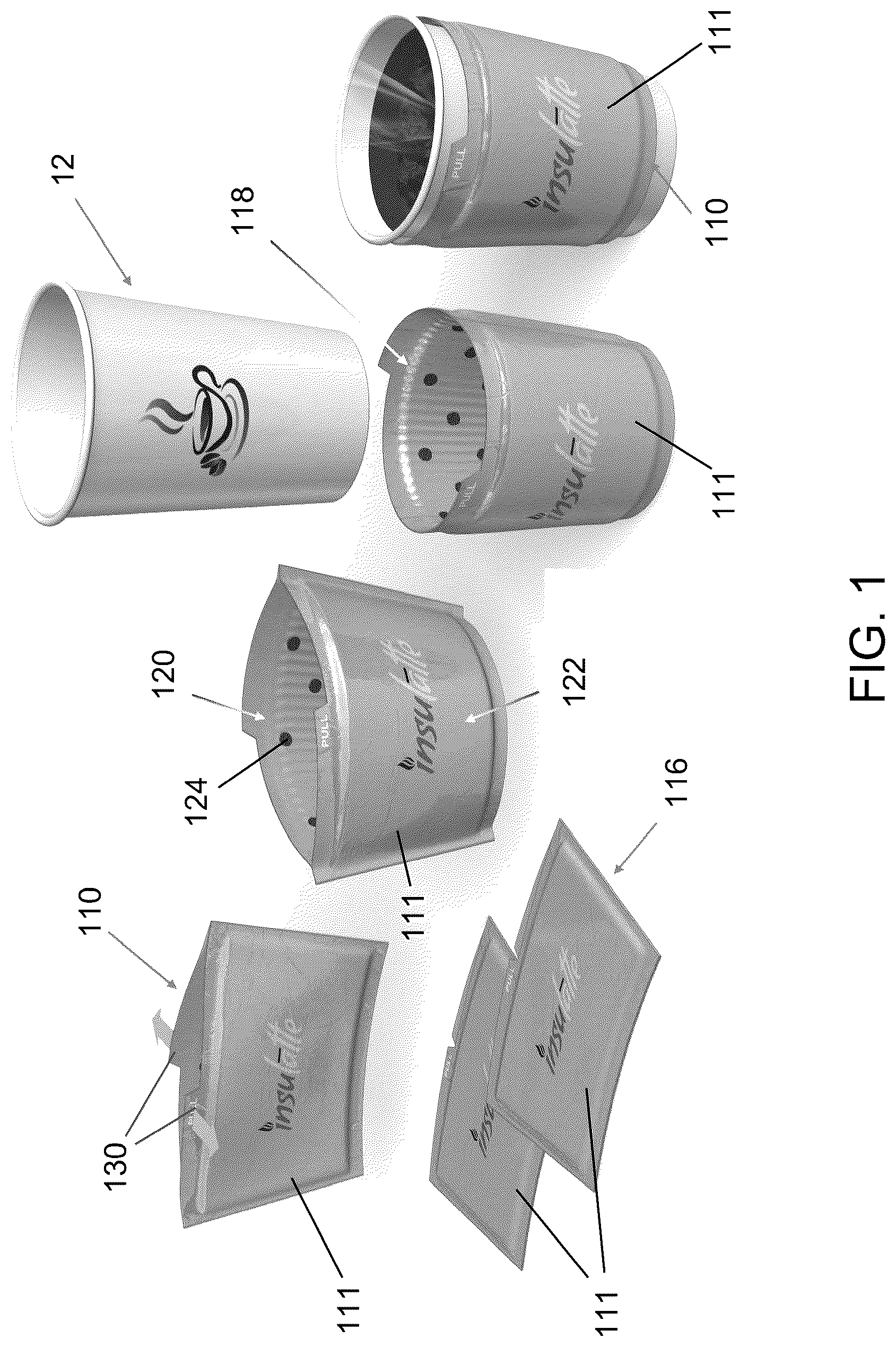 Patent US12104829 — Disposable devices for heating beverage containers — Figure 1