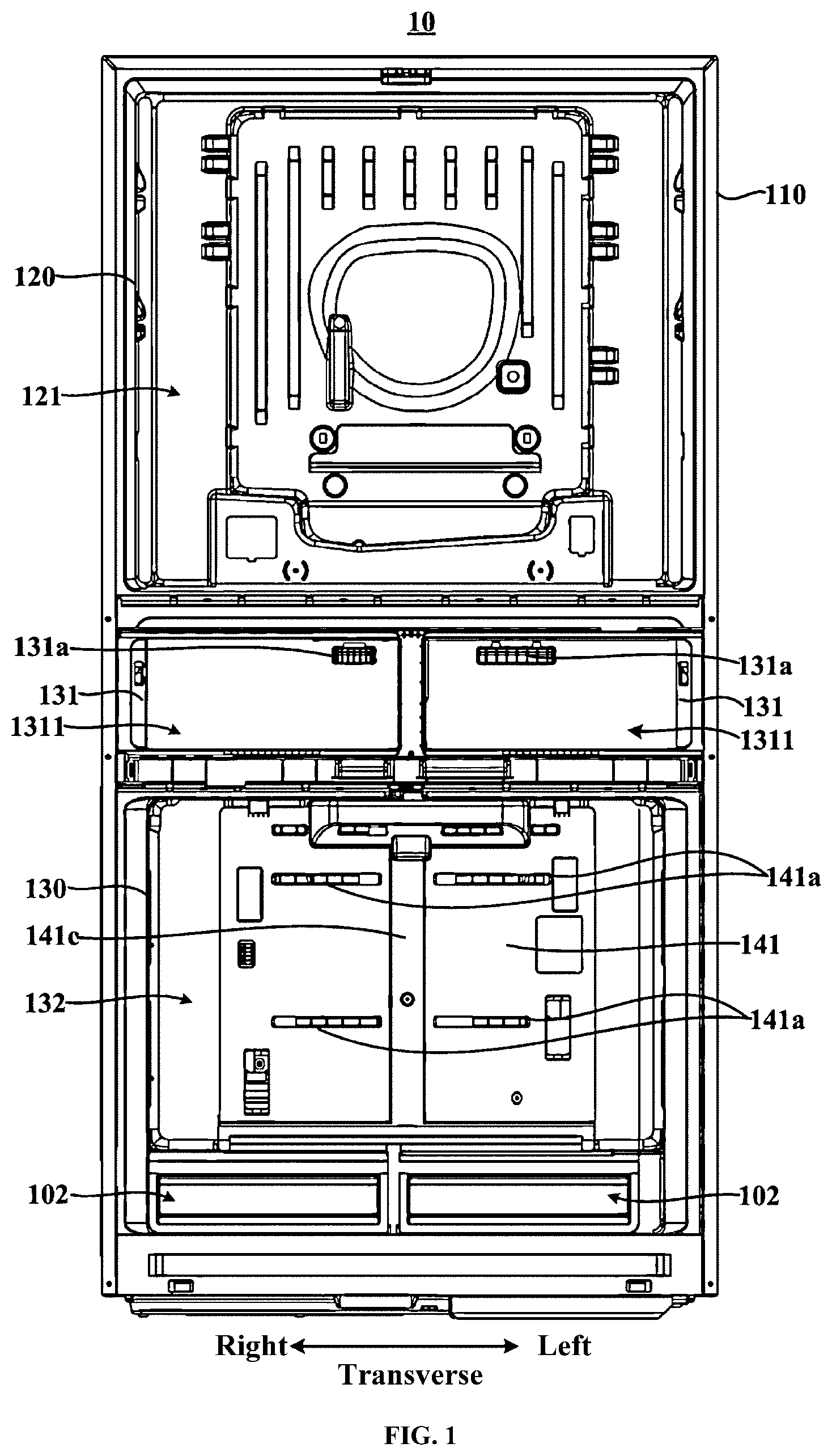 Patent US12104842 — Refrigerator having centrifugal fan with volute — Figure 1