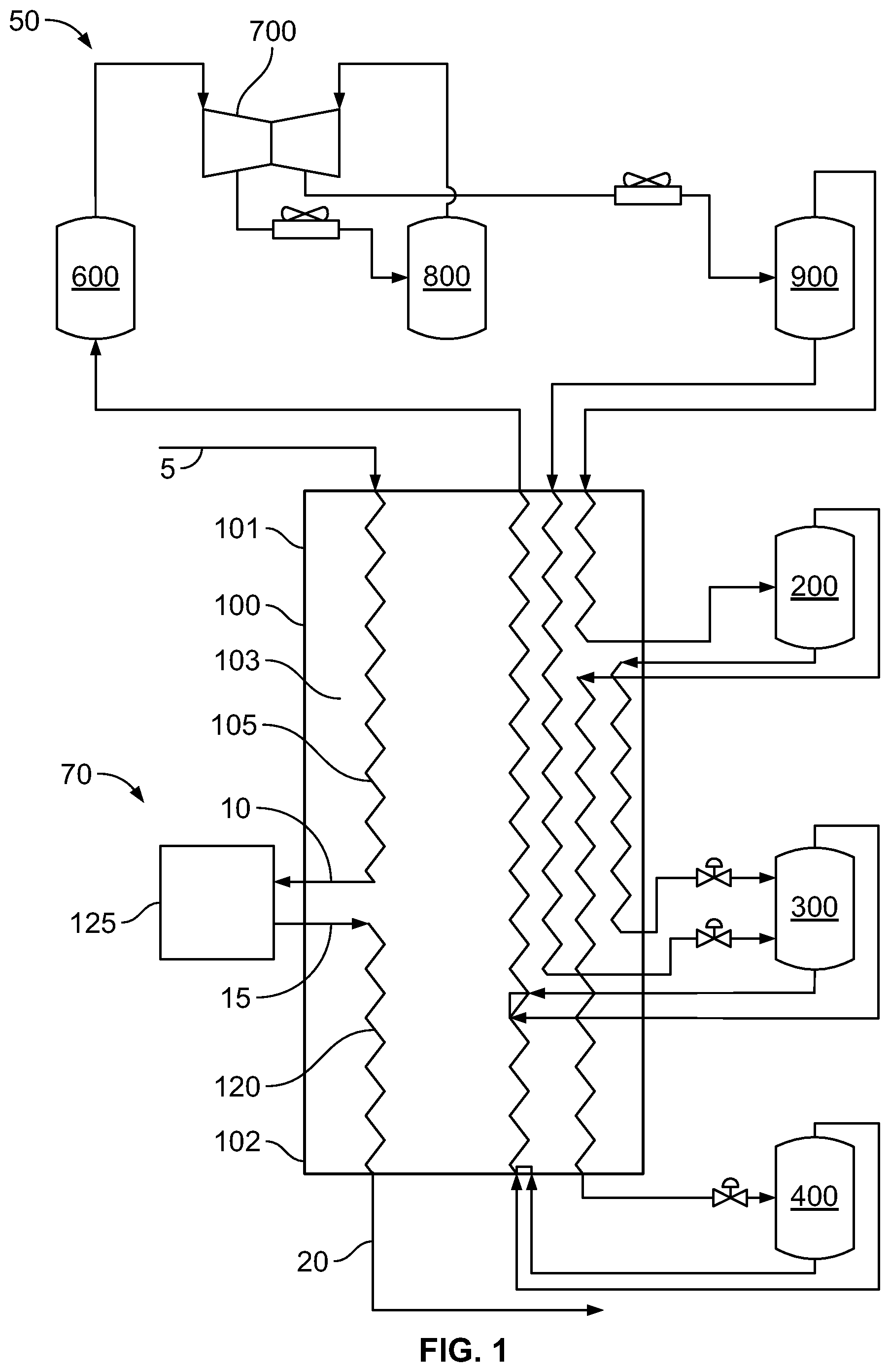 Patent US12104849 Figure 1 – Mixed refrigerant system and method