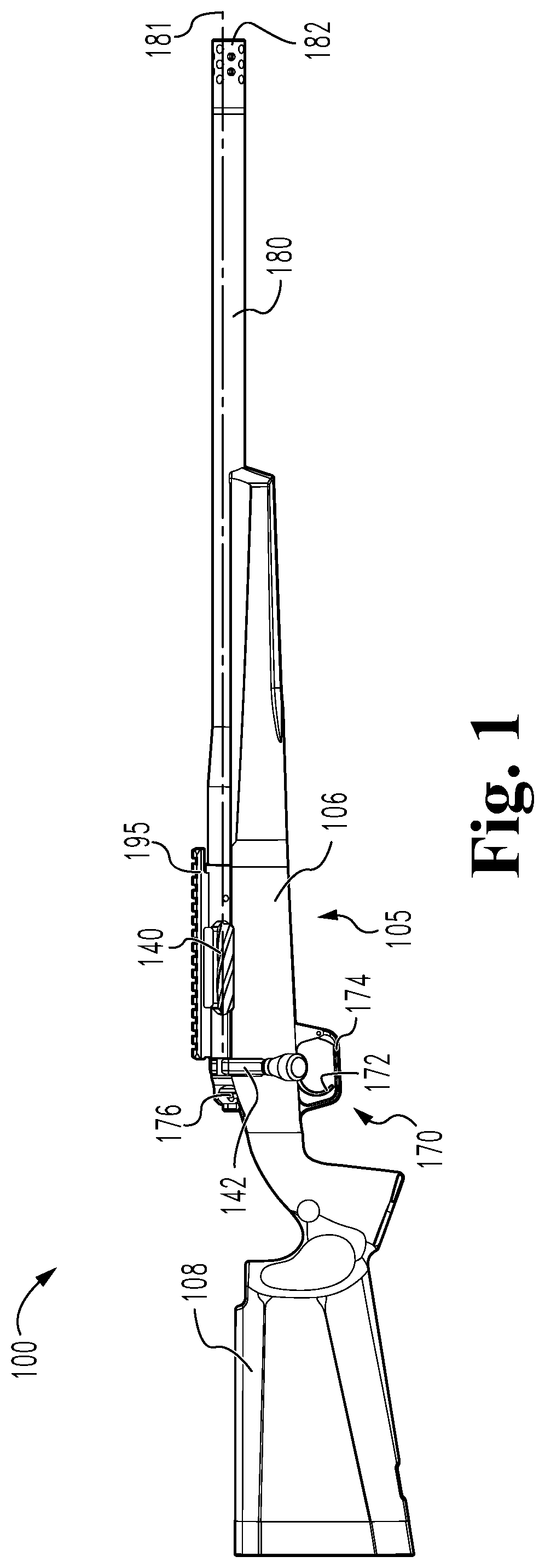 Patent US12104878 Figure 1 – Rifle stock