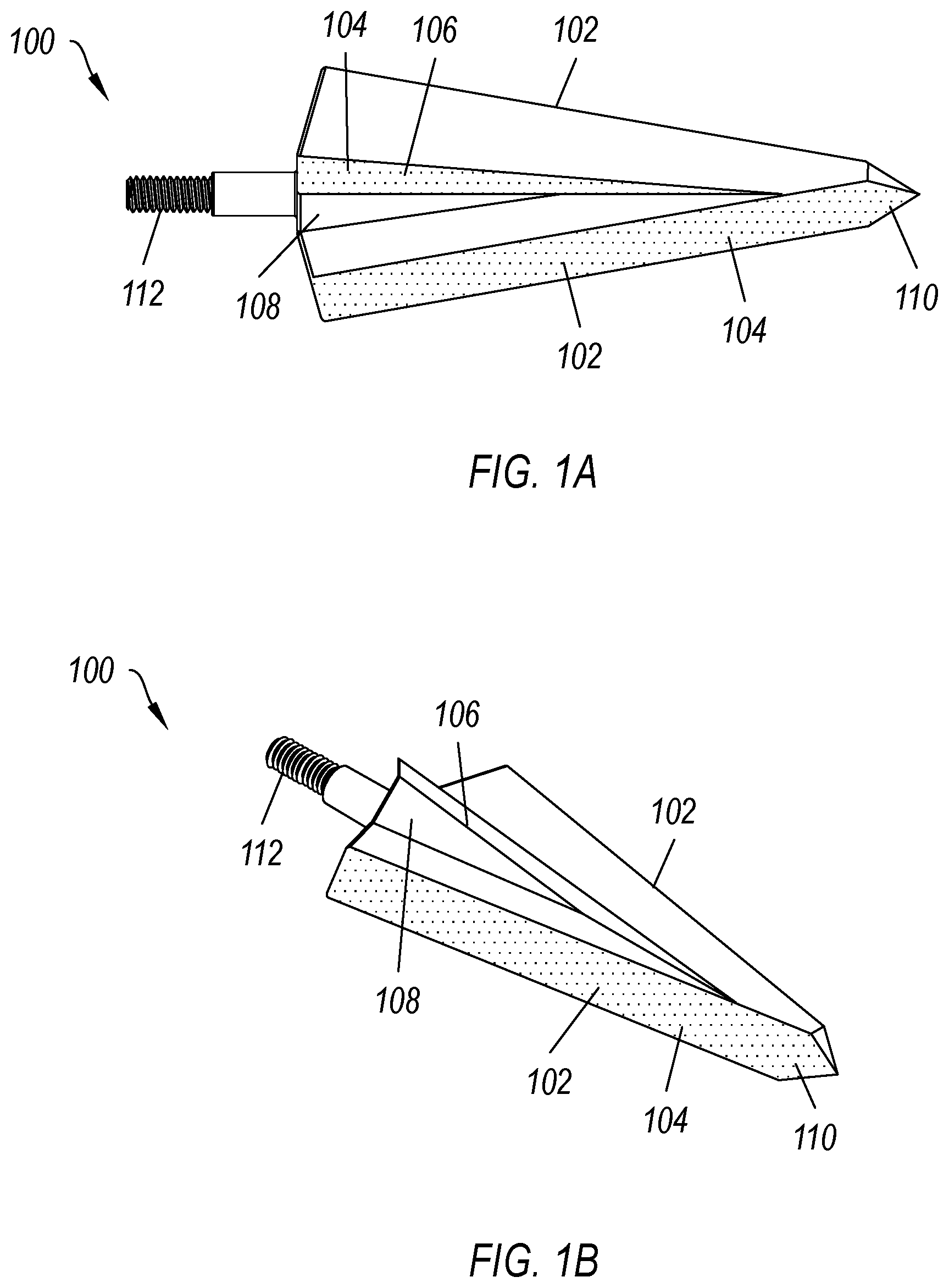 Patent US12104888 — Double single beveled broadhead — Figure 1