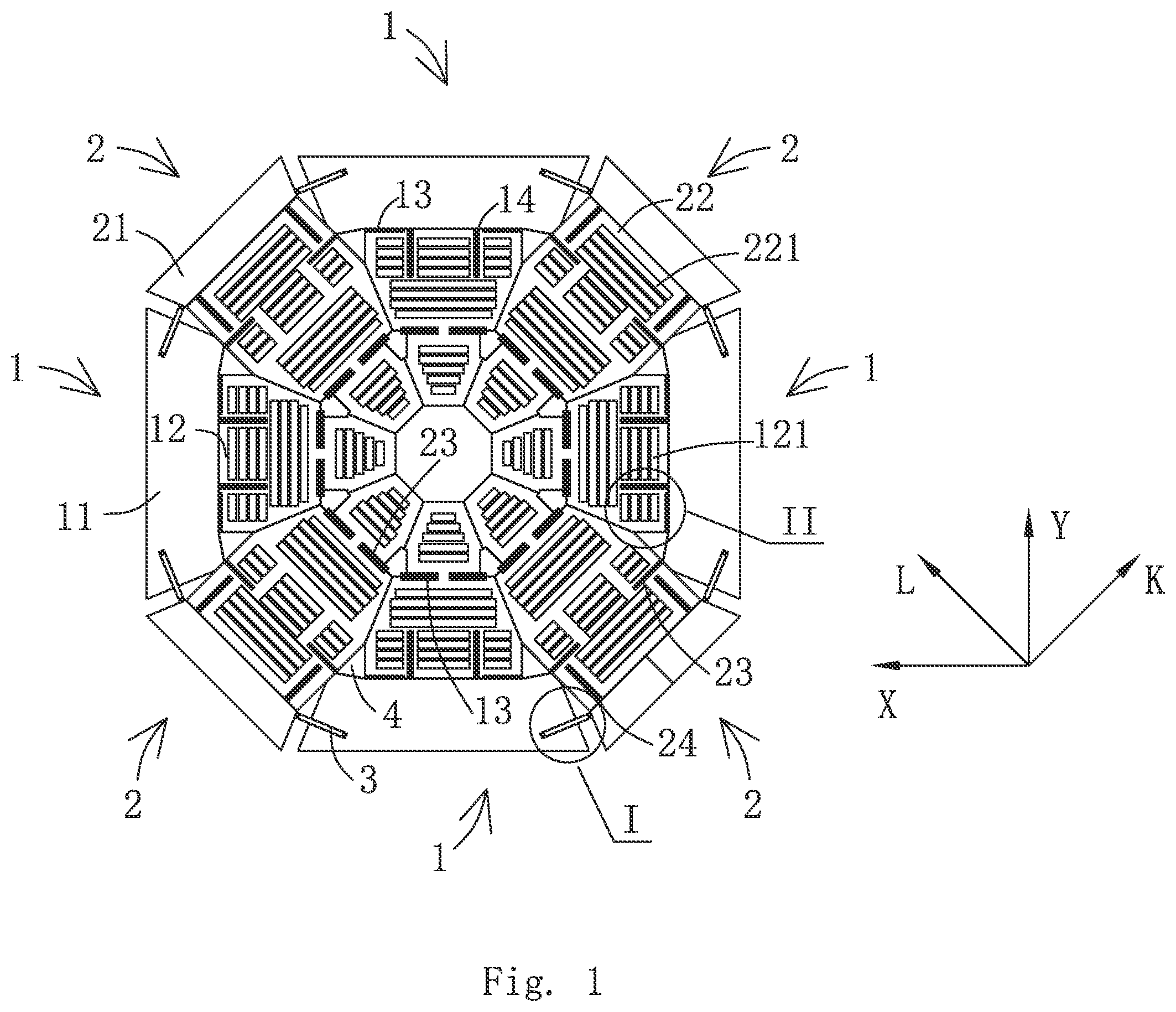 Patent US12104905 — Micromachined gyroscope and electronic product using same — Figure 1
