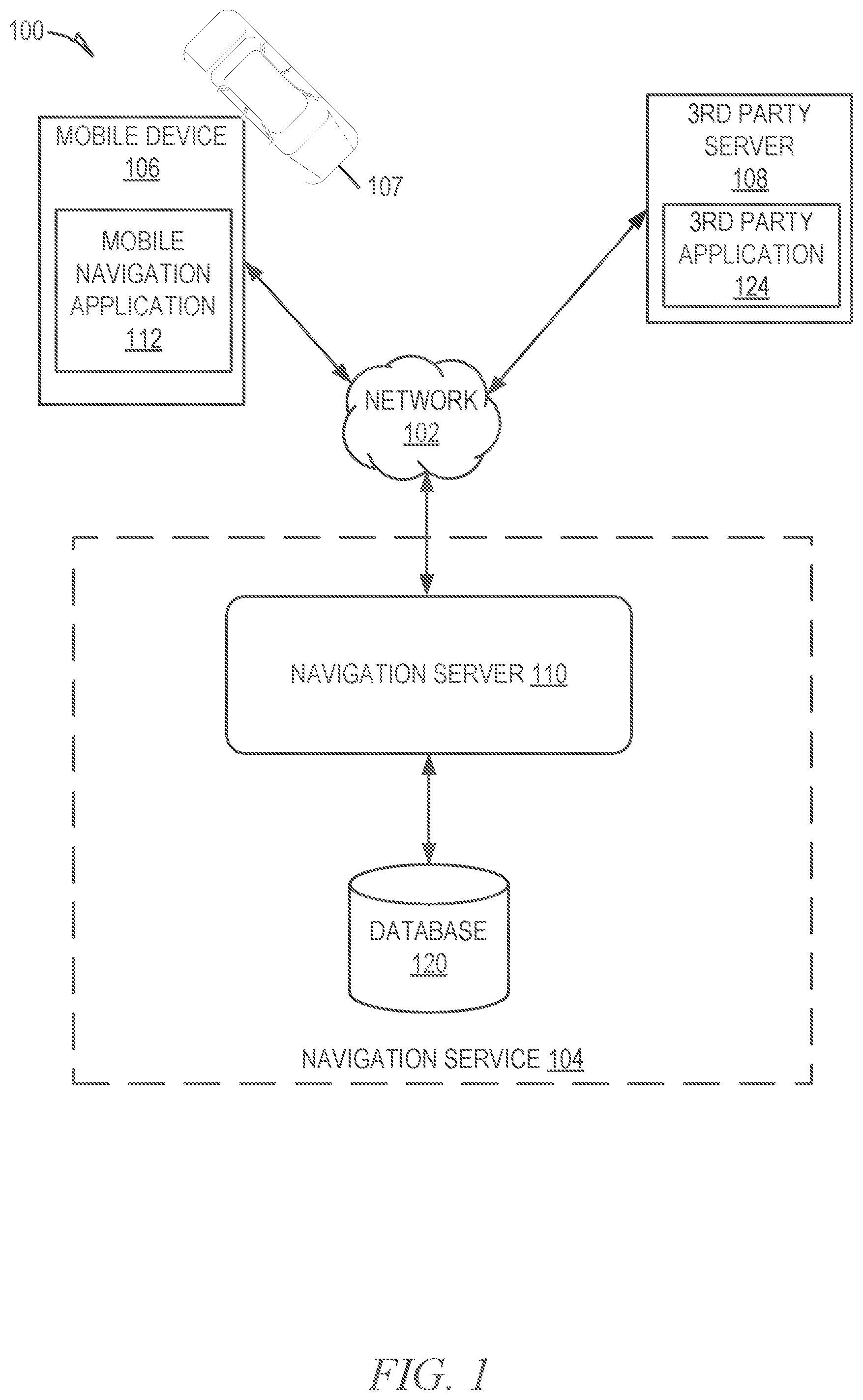 Patent US12104917 — Proactive re-routing of vehicles using passive monitoring of occupant frustration level — Figure 1
