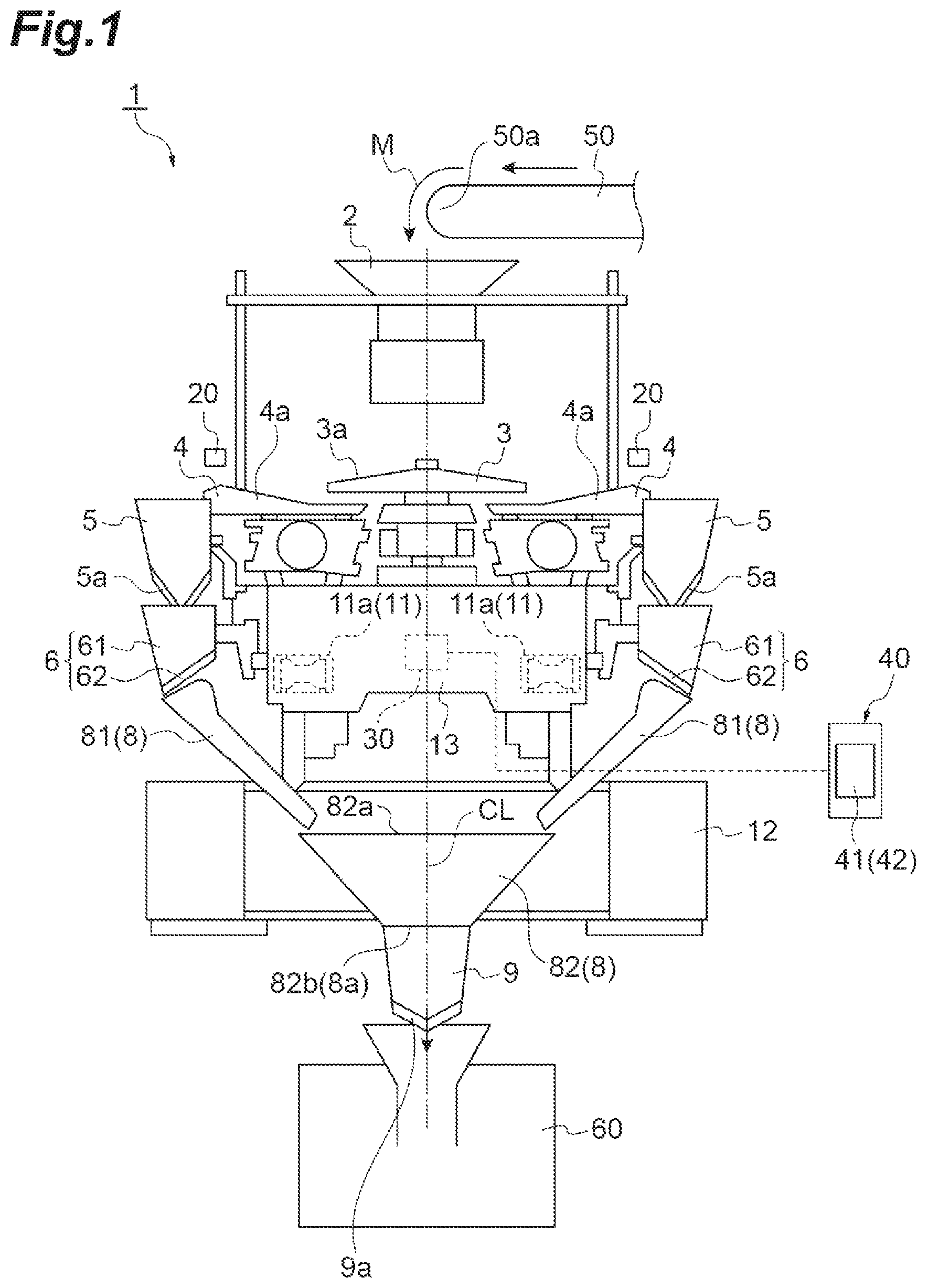 Patent US12104944 — Combination weighing device — Figure 1