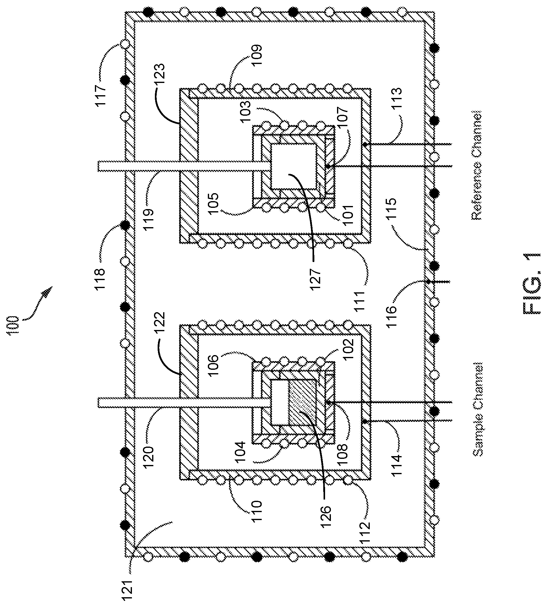 Patent US12104966 — Adiabatic power compensation differential scanning calorimeter — Figure 1