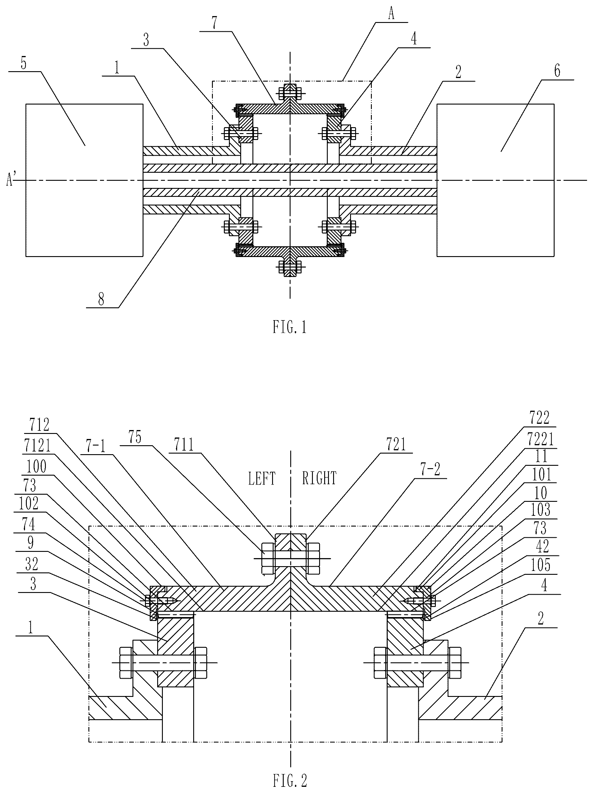 Patent US12104977 — Coupling device between a test box and a companion test box for back-to-back planetary testing — Figure 1