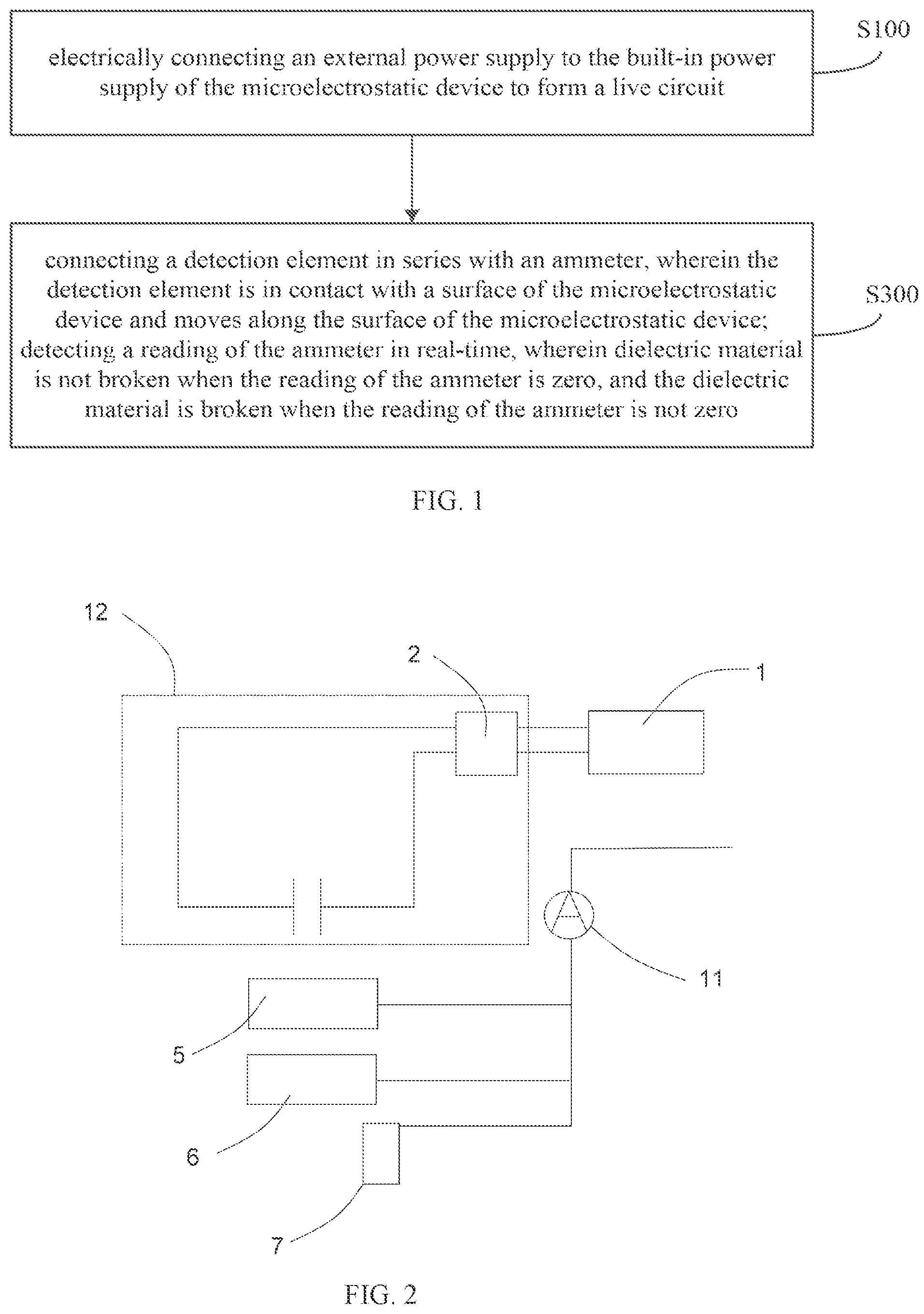Patent US12105044 — Quality detection method for microelectrostatic device with built-in power supply — Figure 1